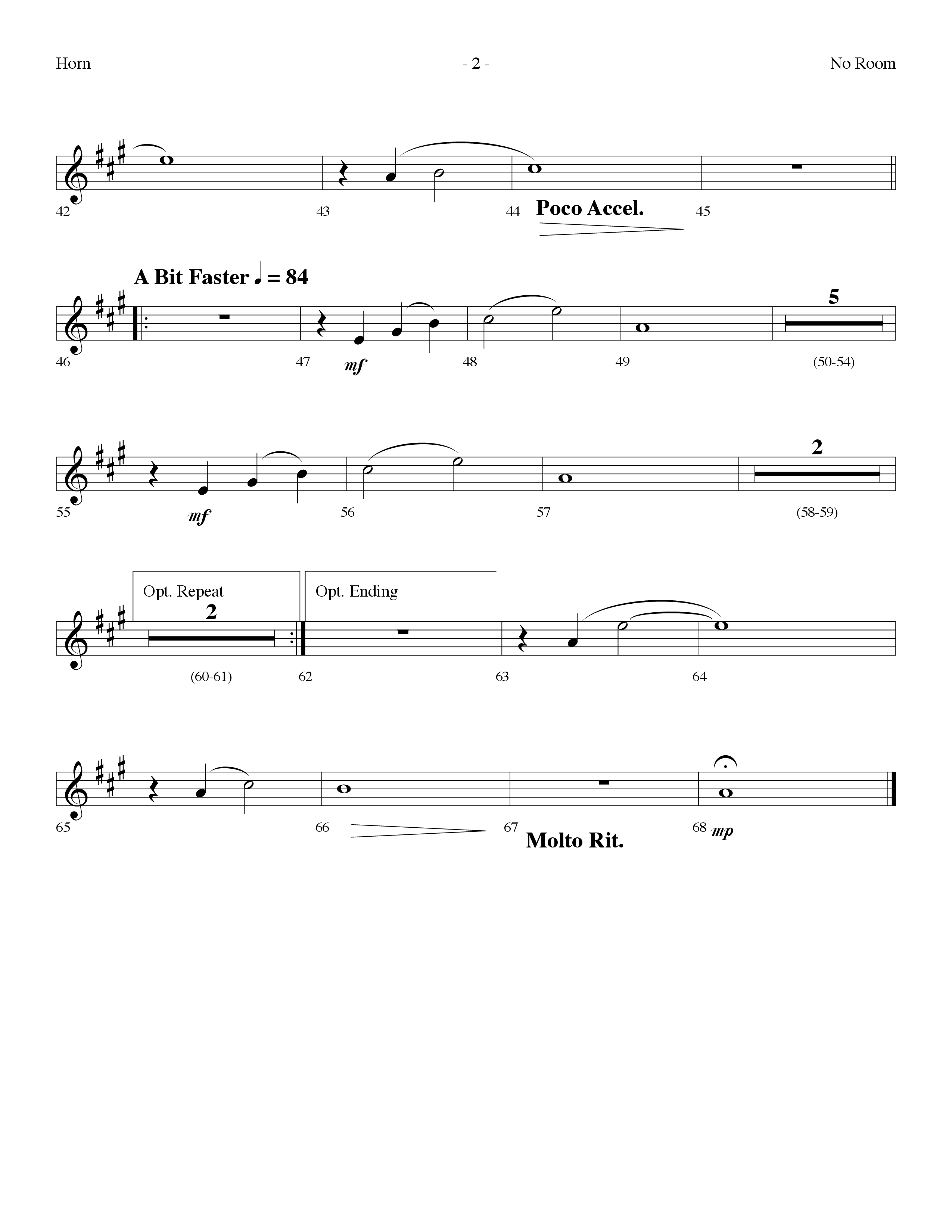 No Room (Choral Anthem SATB) French Horn (Lifeway Choral / Arr. Dennis Allen)