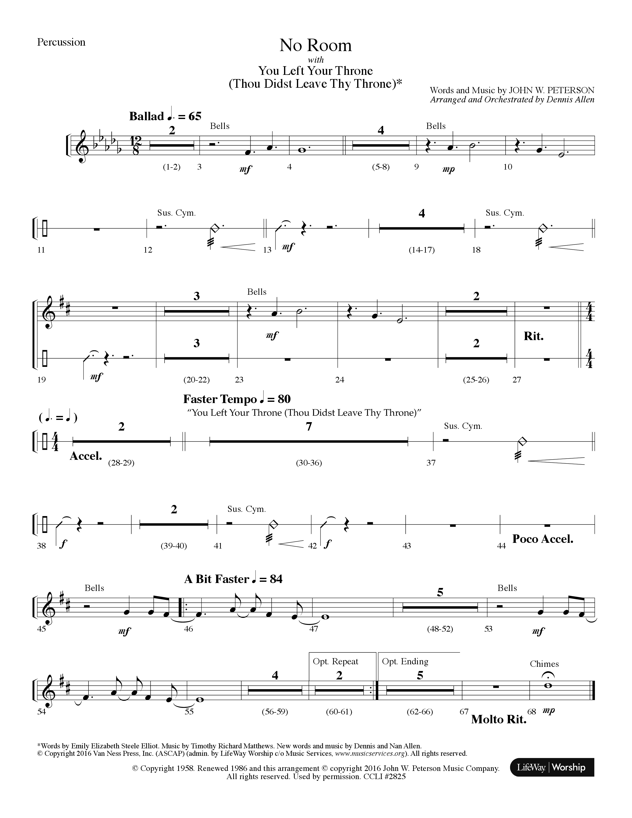 No Room (Choral Anthem SATB) Percussion (Lifeway Choral / Arr. Dennis Allen)