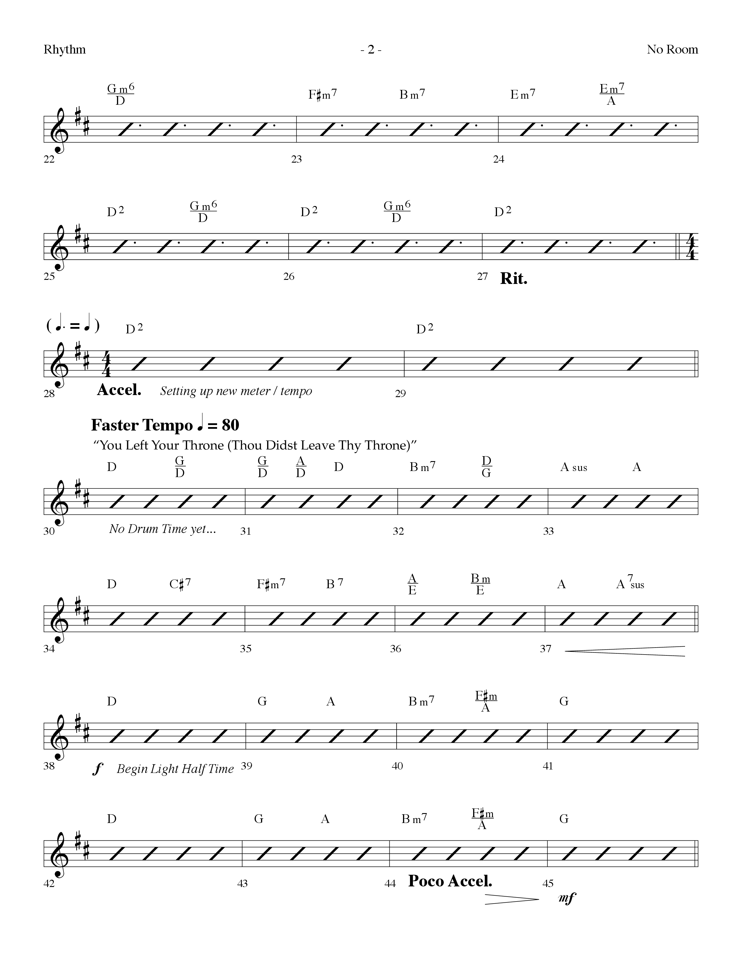 No Room (Choral Anthem SATB) Rhythm Chart (Lifeway Choral / Arr. Dennis Allen)