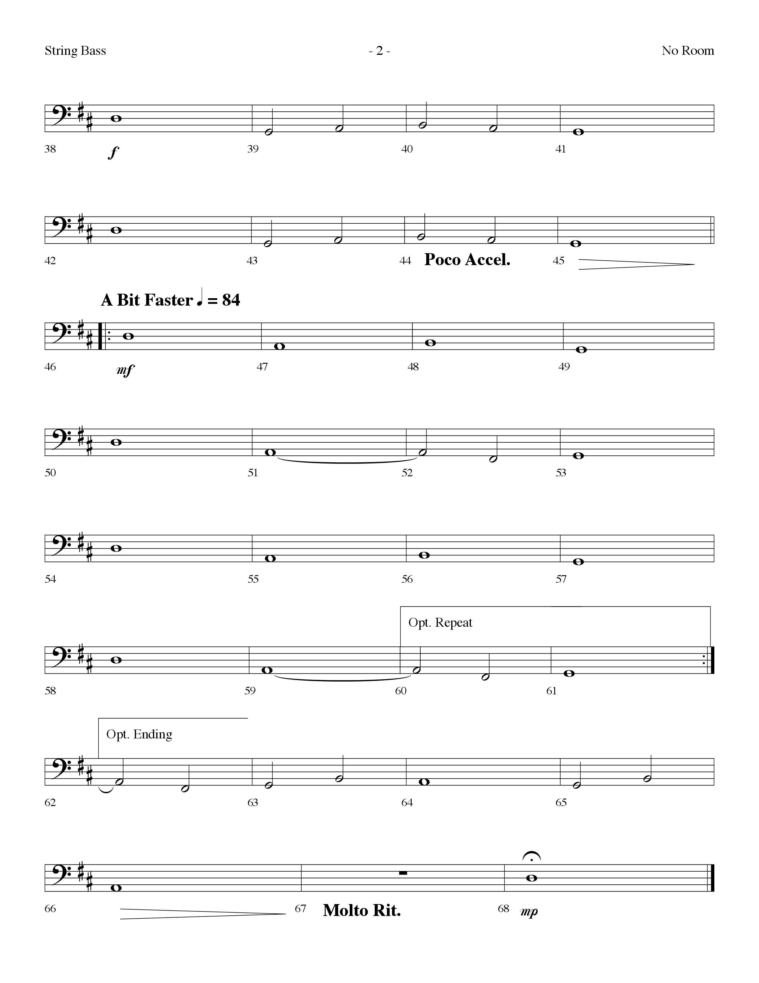 No Room (Choral Anthem SATB) String Bass (Lifeway Choral / Arr. Dennis Allen)