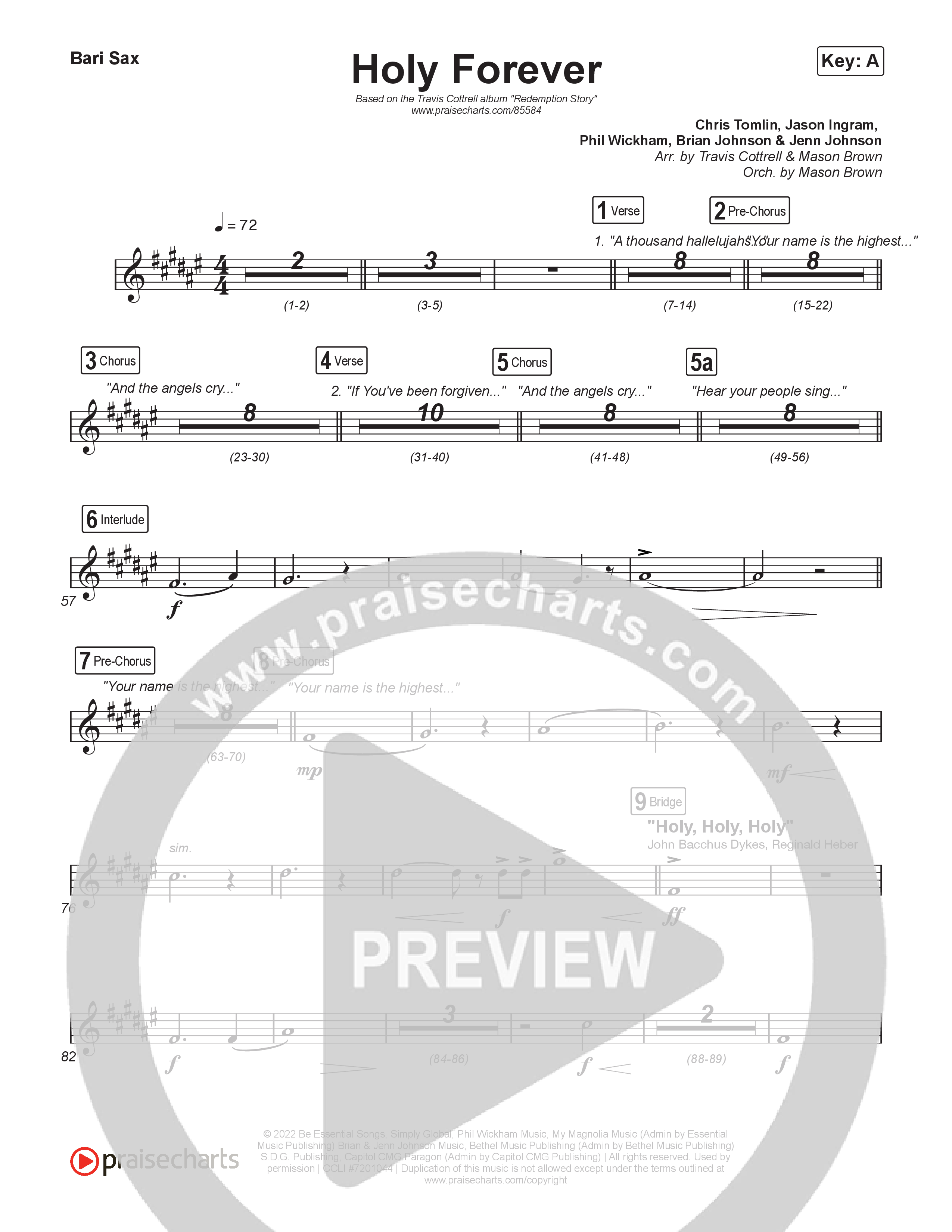 Holy Forever (Choral/SATB) Bari Sax (Travis Cottrell / Arr. Mason Brown)