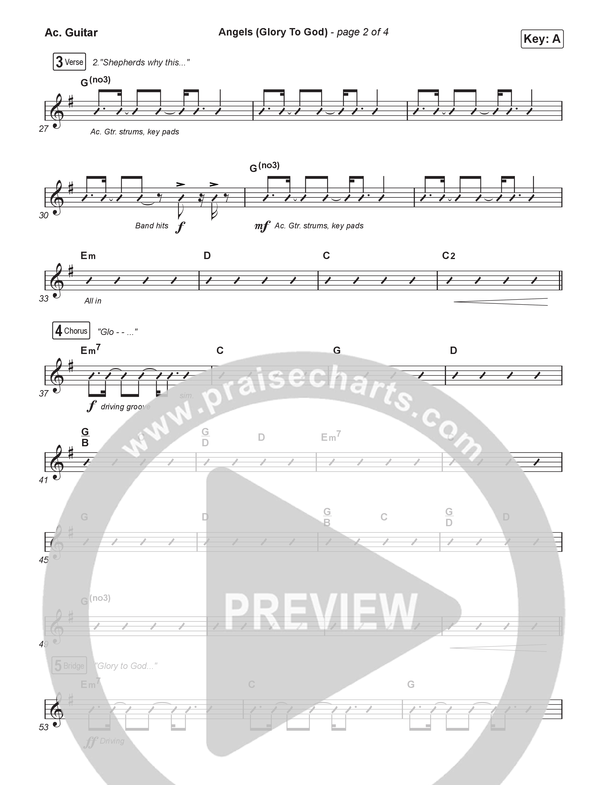 Angels (Glory To God) (Choral Anthem SATB) Acoustic Guitar (Phil Wickham / Arr. Luke Gambill)