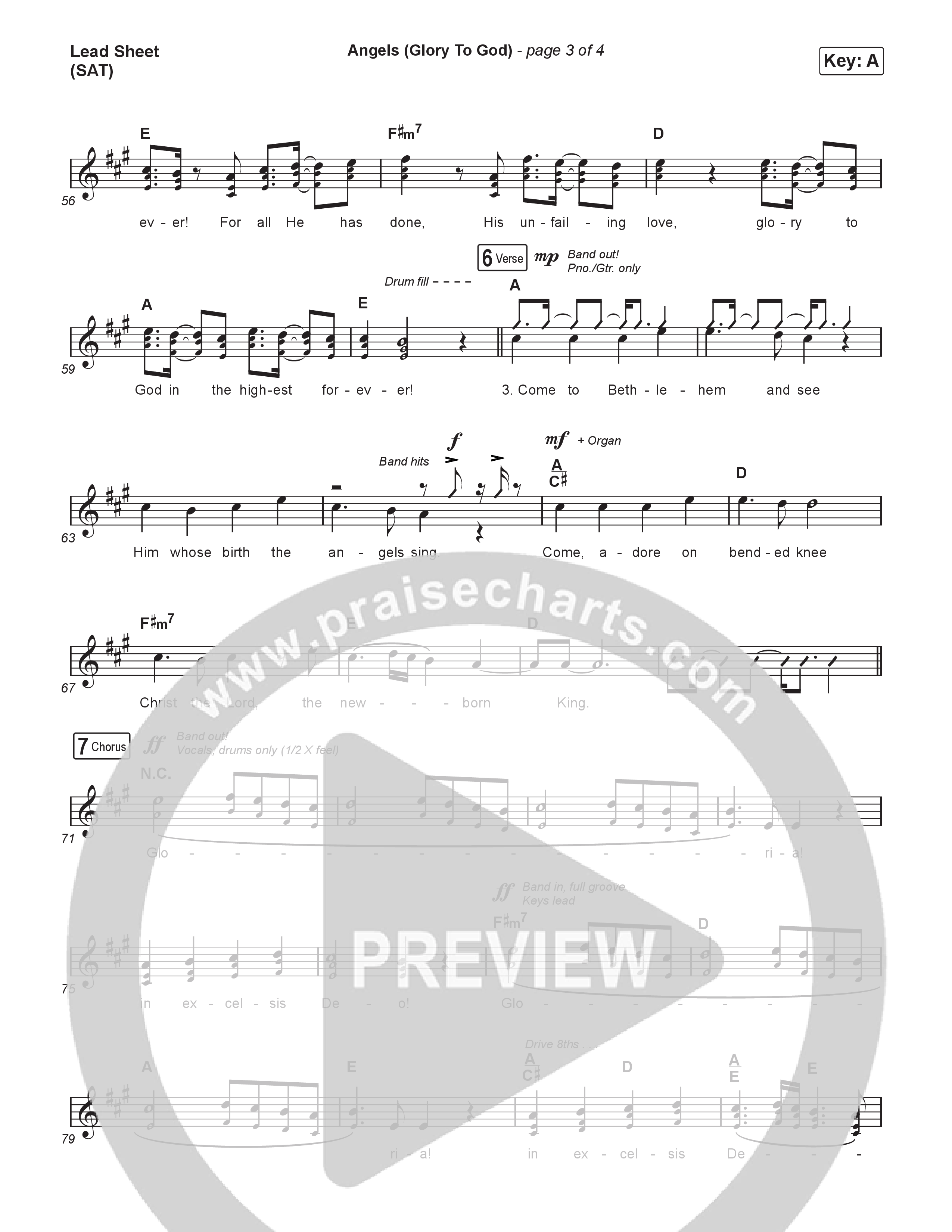 Angels (Glory To God) (Choral Anthem SATB) Lead Sheet (SAT) (Phil Wickham / Arr. Luke Gambill)