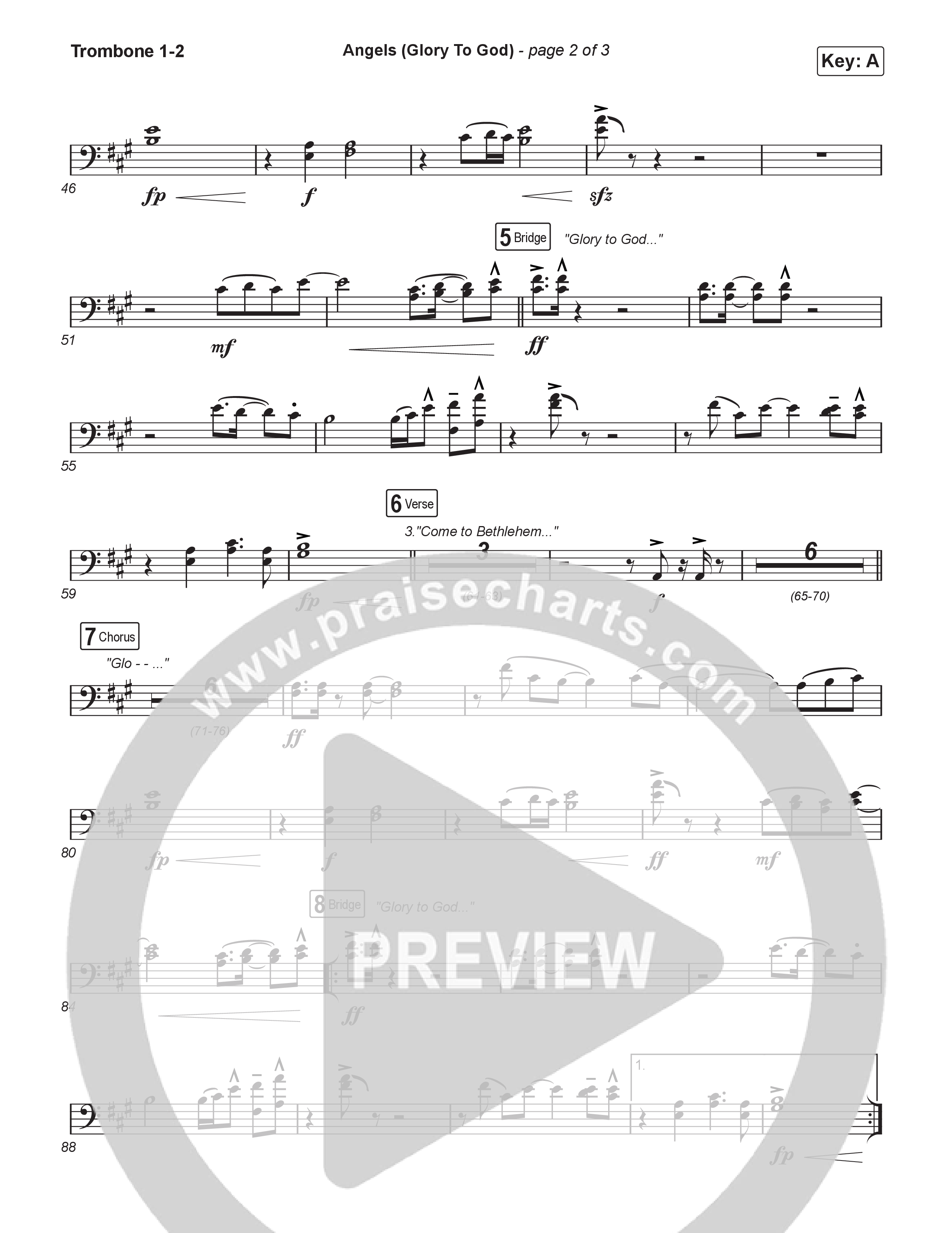 Angels (Glory To God) (Choral Anthem SATB) Trombone 1,2 (Phil Wickham / Arr. Luke Gambill)