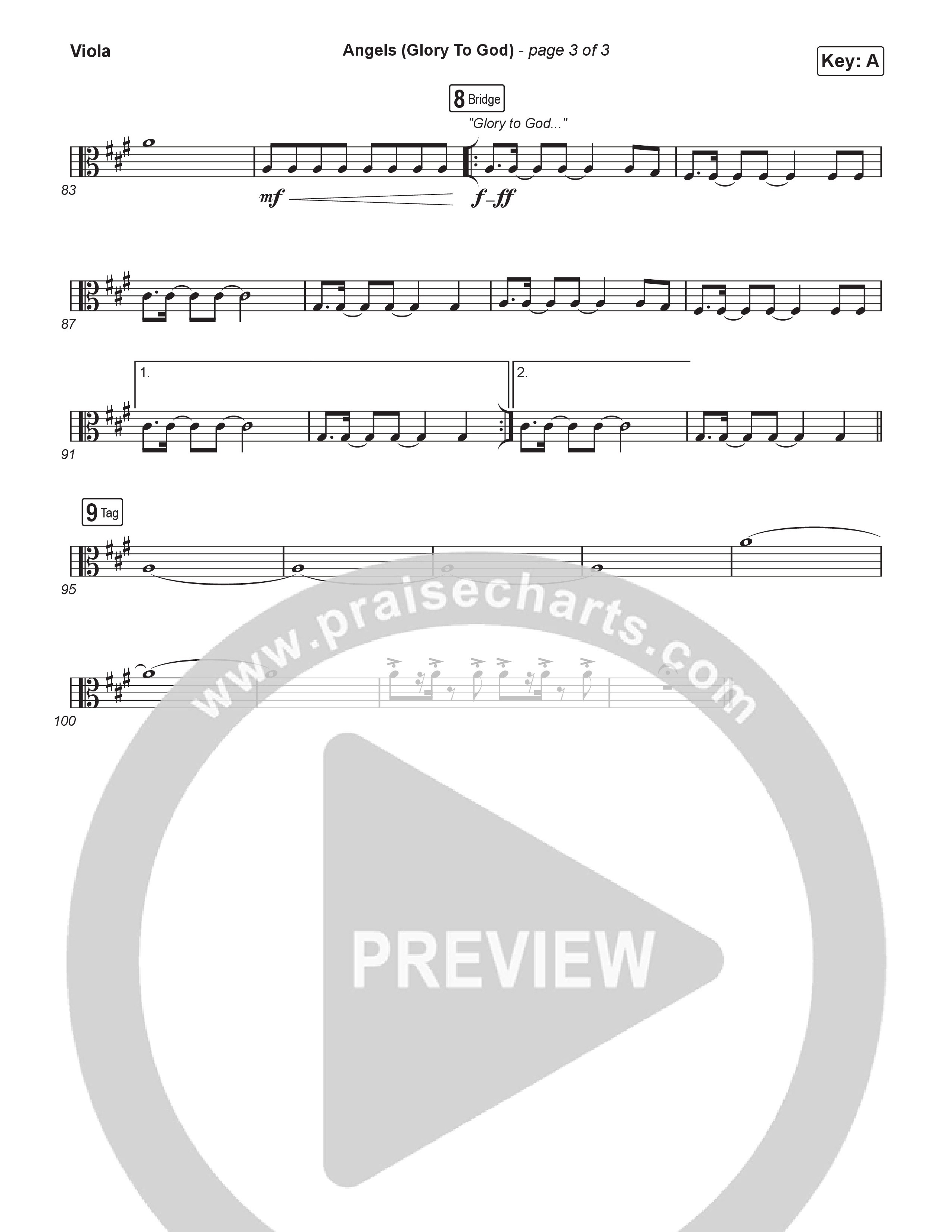 Angels (Glory To God) (Choral Anthem SATB) Viola (Phil Wickham / Arr. Luke Gambill)