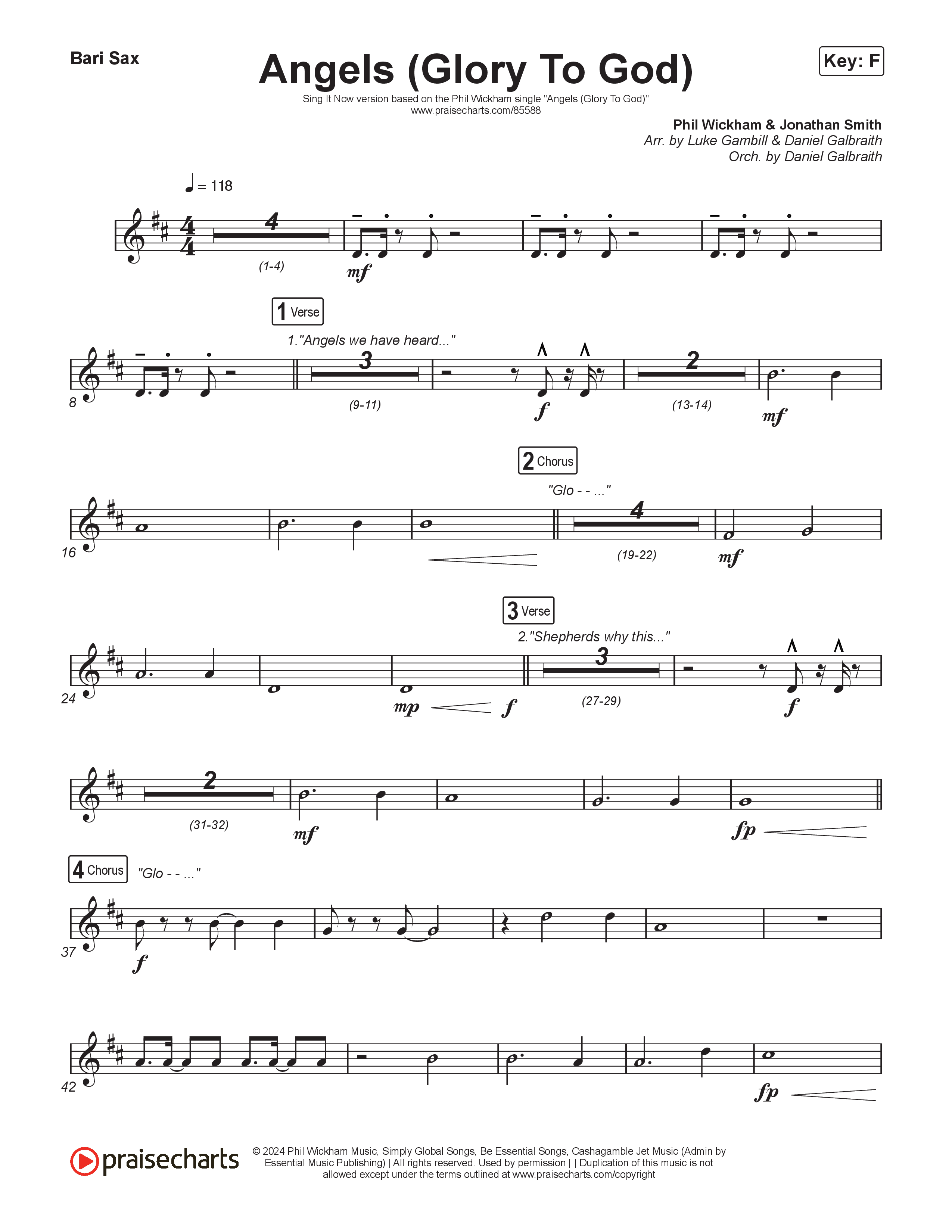 Angels (Glory To God) (Sing It Now) Bari Sax (Phil Wickham / Arr. Luke Gambill)