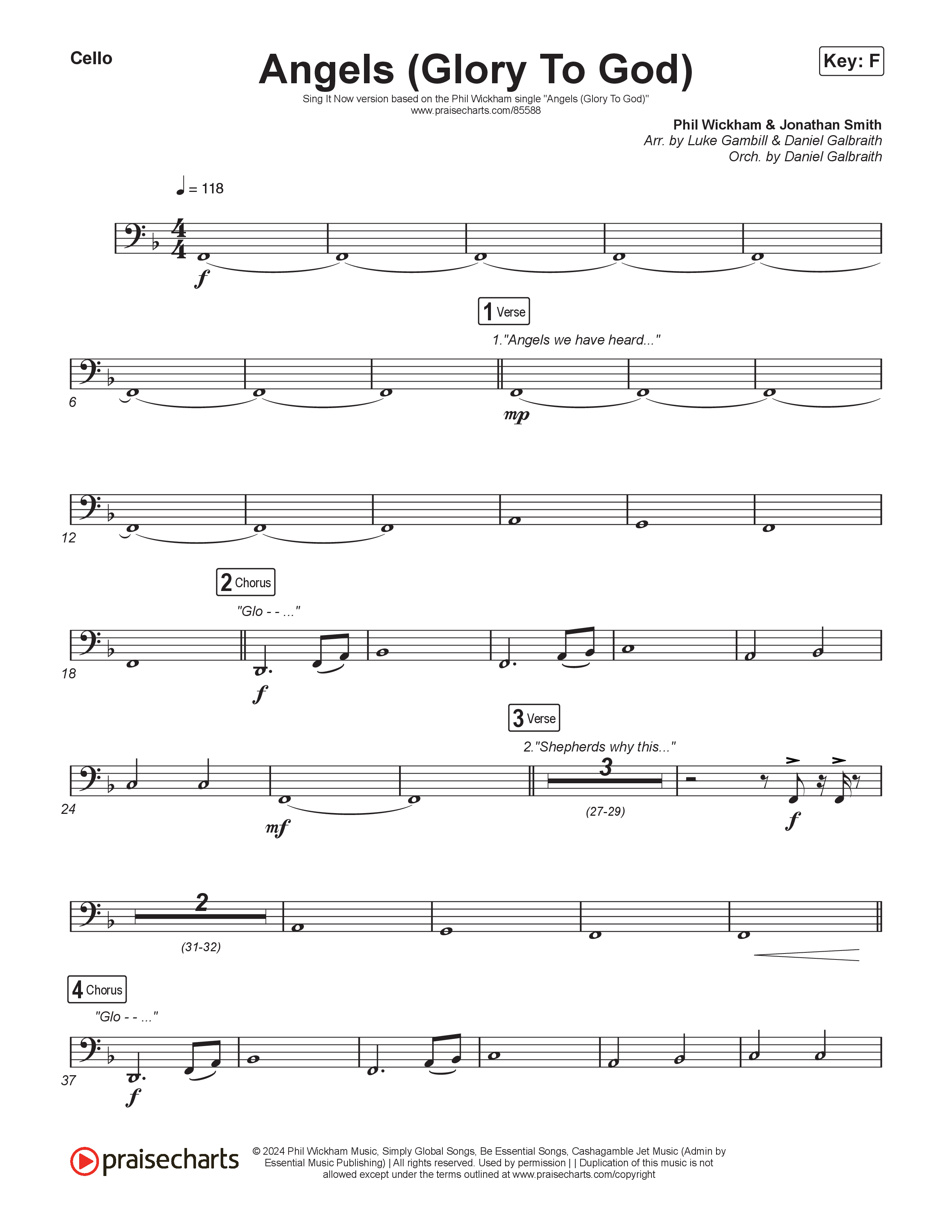 Angels (Glory To God) (Sing It Now) Cello (Phil Wickham / Arr. Luke Gambill)