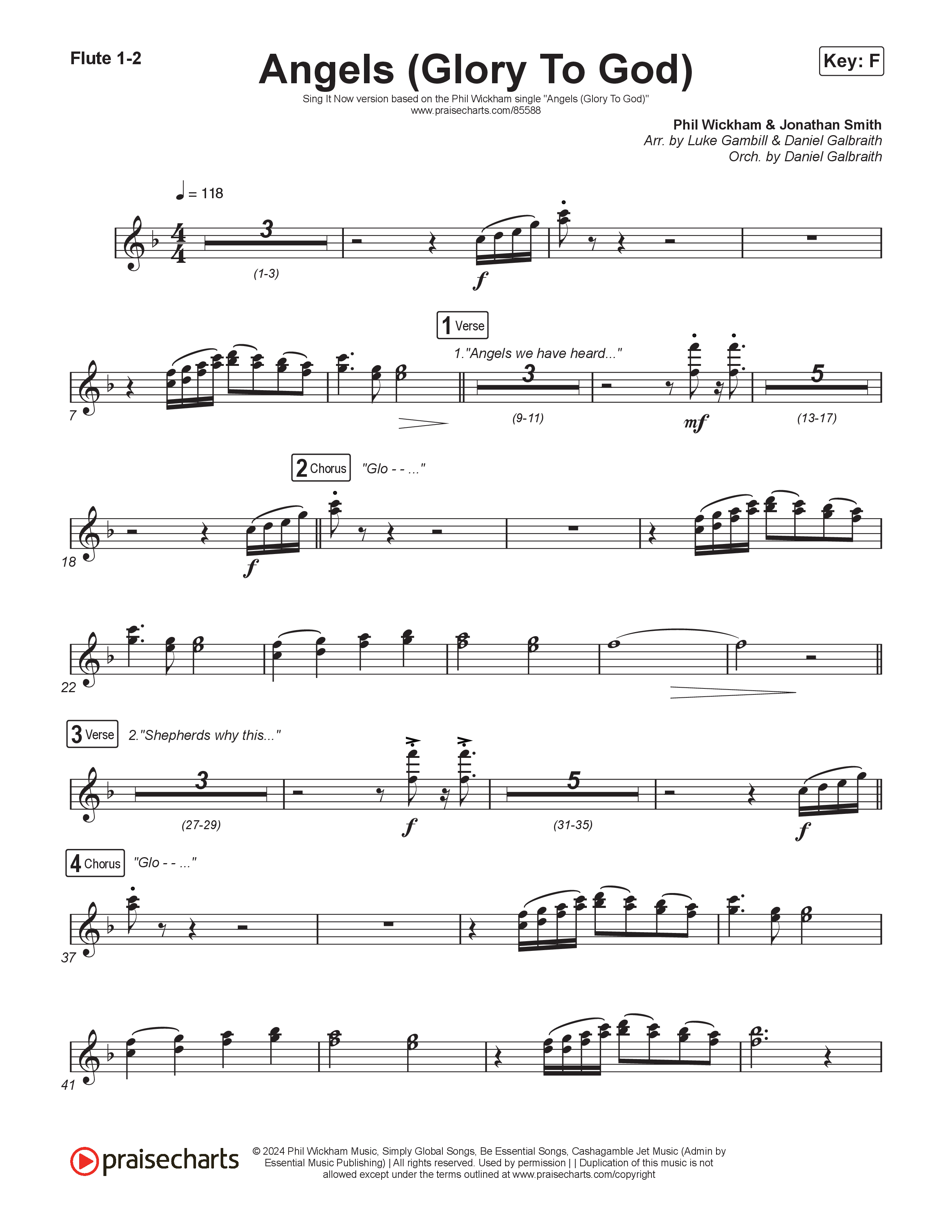 Angels (Glory To God) (Sing It Now) Flute 1/2 (Phil Wickham / Arr. Luke Gambill)