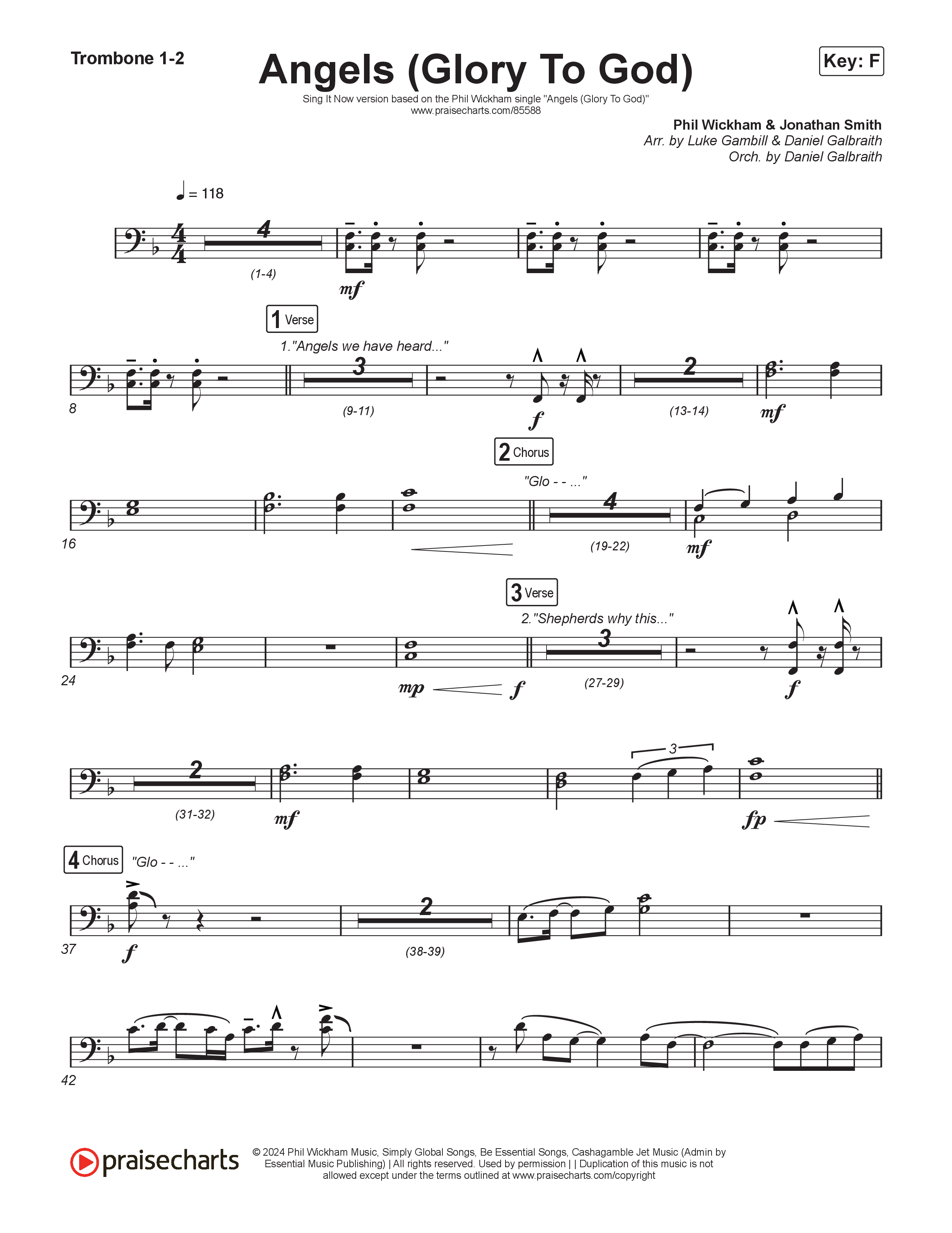 Angels (Glory To God) (Sing It Now) Trombone 1/2 (Phil Wickham / Arr. Luke Gambill)