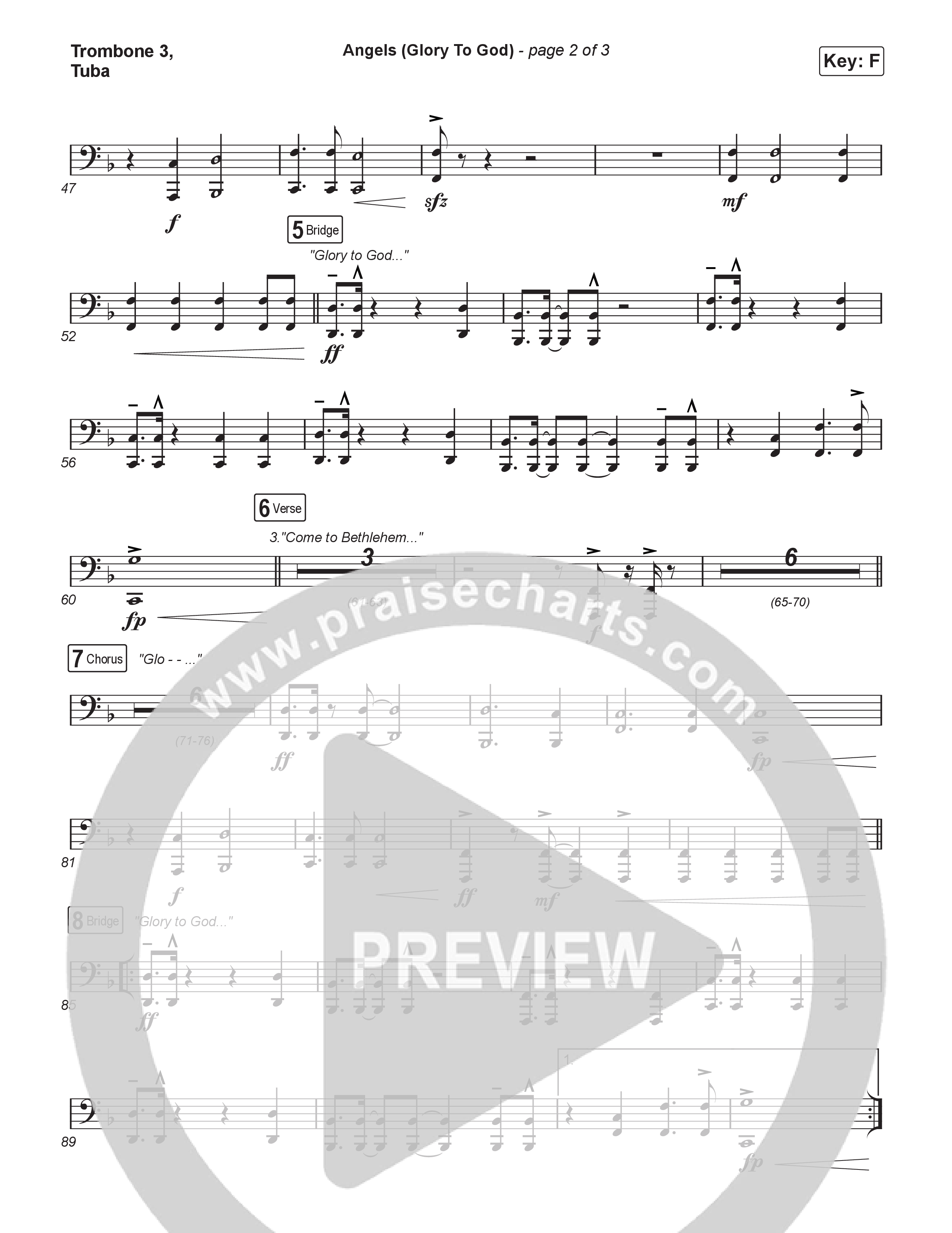 Angels (Glory To God) (Sing It Now) Trombone 3/Tuba (Phil Wickham / Arr. Luke Gambill)