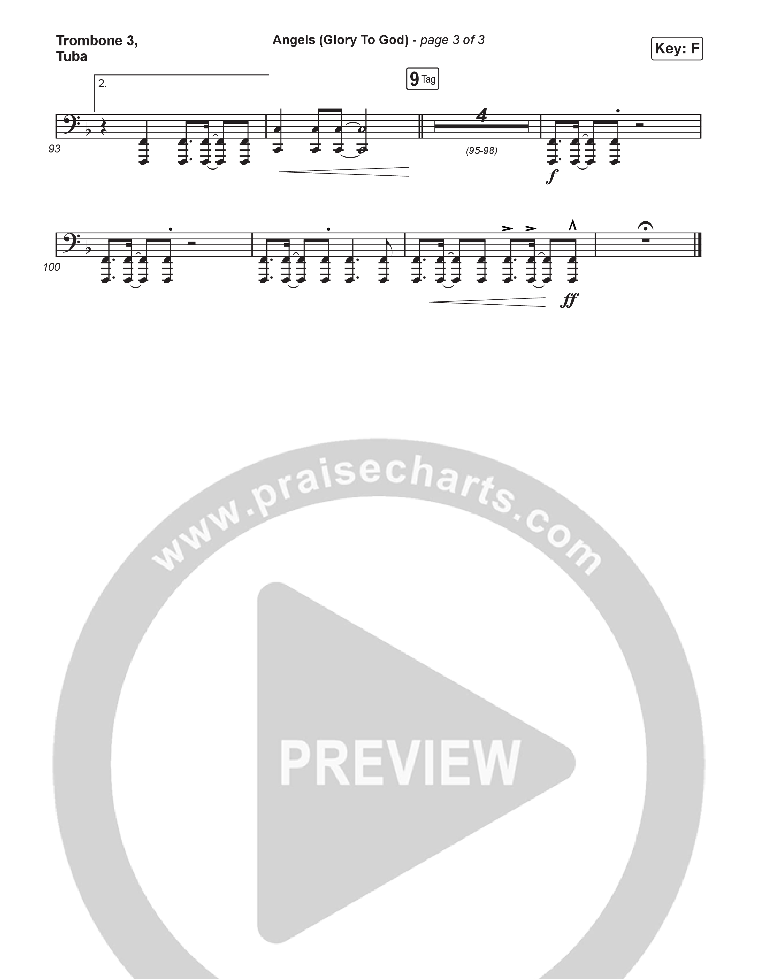 Angels (Glory To God) (Sing It Now) Trombone 3/Tuba (Phil Wickham / Arr. Luke Gambill)