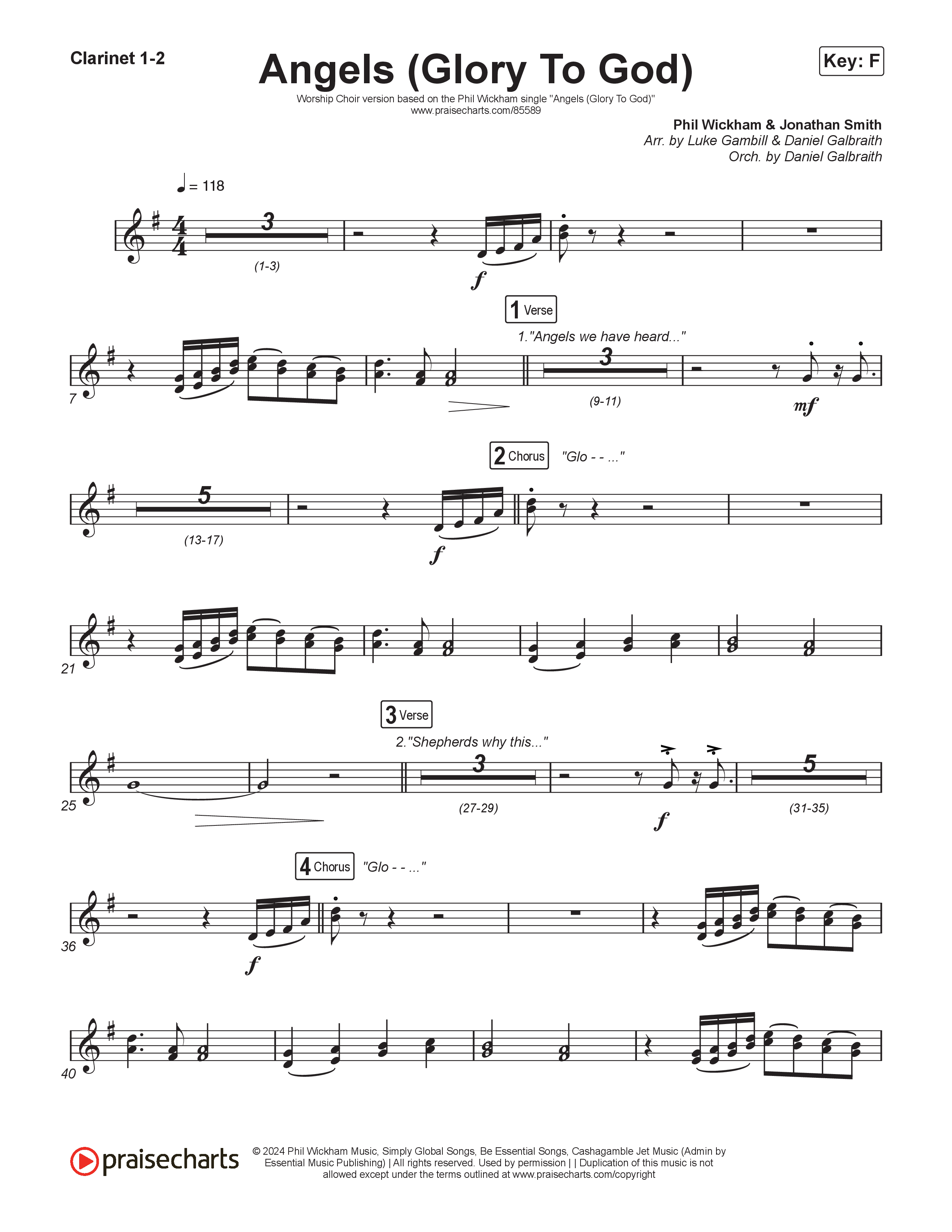 Angels (Glory To God) (Worship Choir/SAB) Clarinet 1/2 (Phil Wickham / Arr. Luke Gambill)