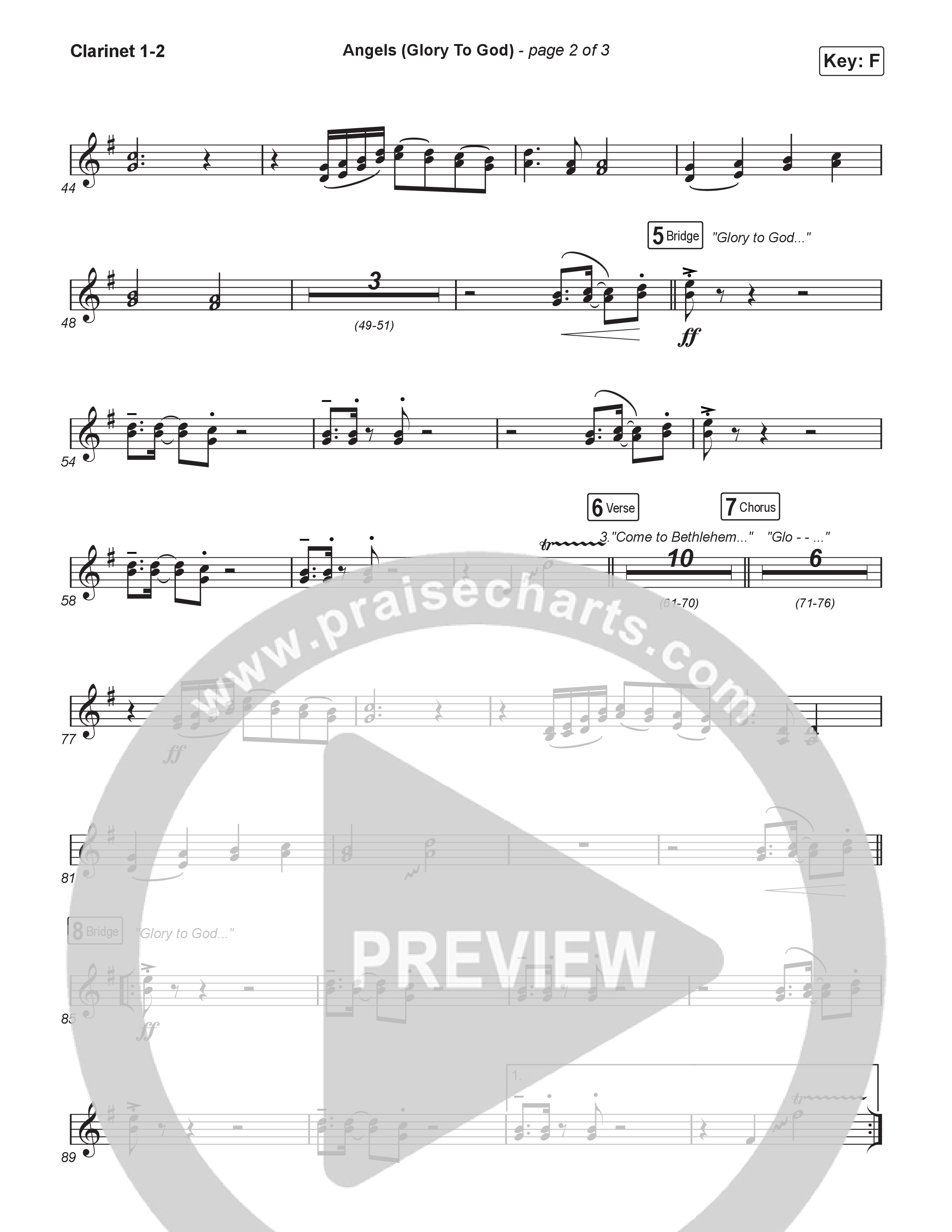 Angels (Glory To God) (Worship Choir/SAB) Clarinet 1/2 (Phil Wickham / Arr. Luke Gambill)