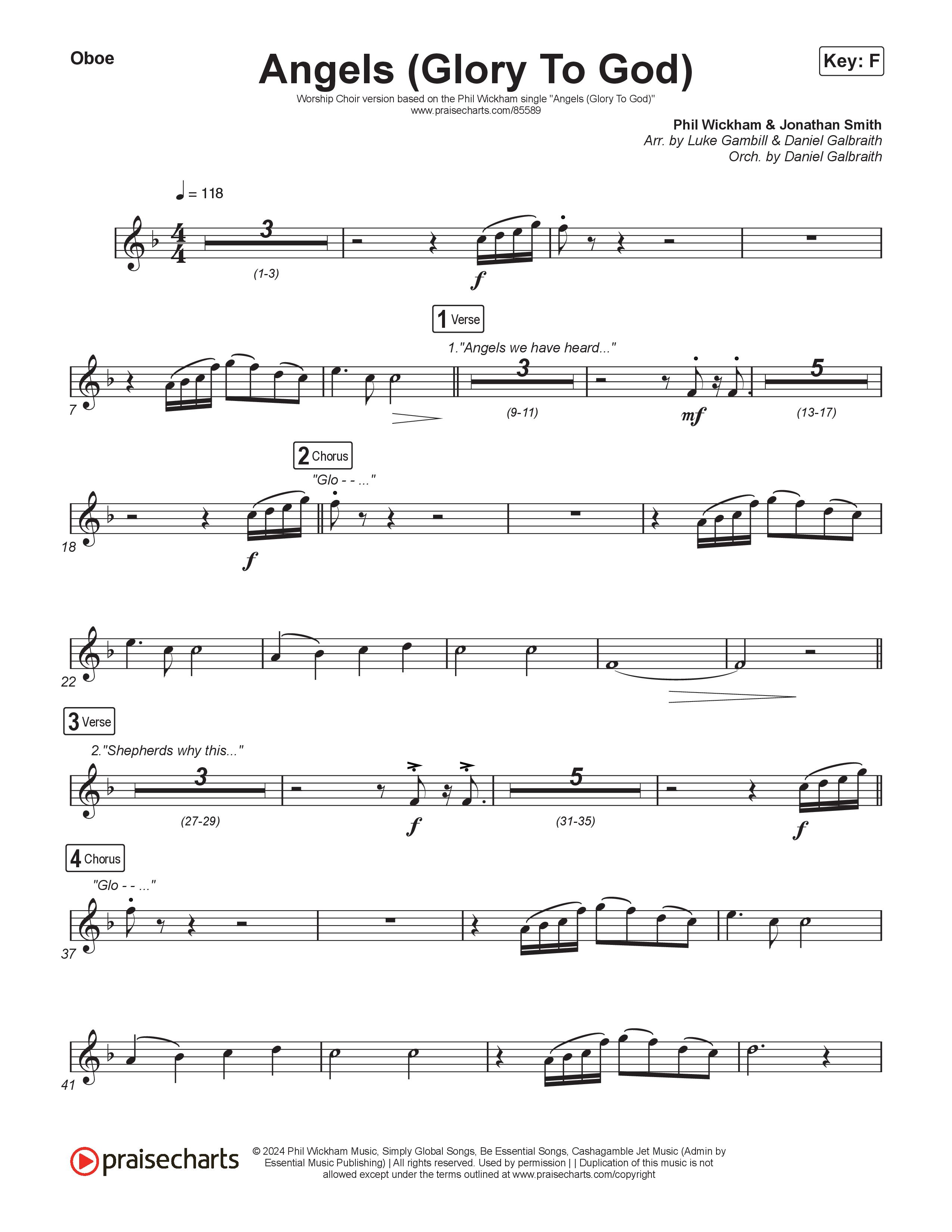 Angels (Glory To God) (Worship Choir/SAB) Oboe (Phil Wickham / Arr. Luke Gambill)