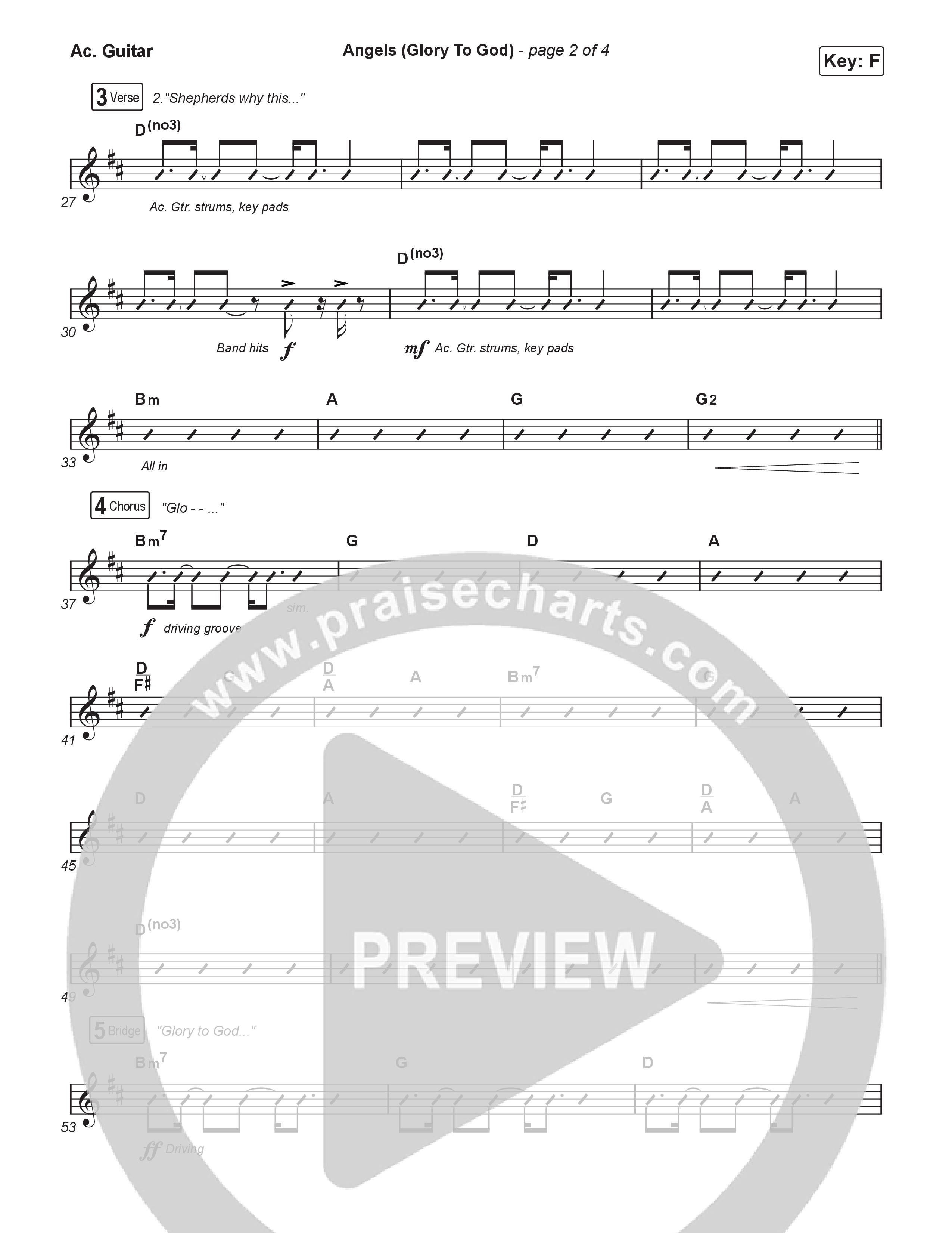 Angels (Glory To God) (Unison/2-Part) Acoustic Guitar (Phil Wickham / Arr. Luke Gambill)