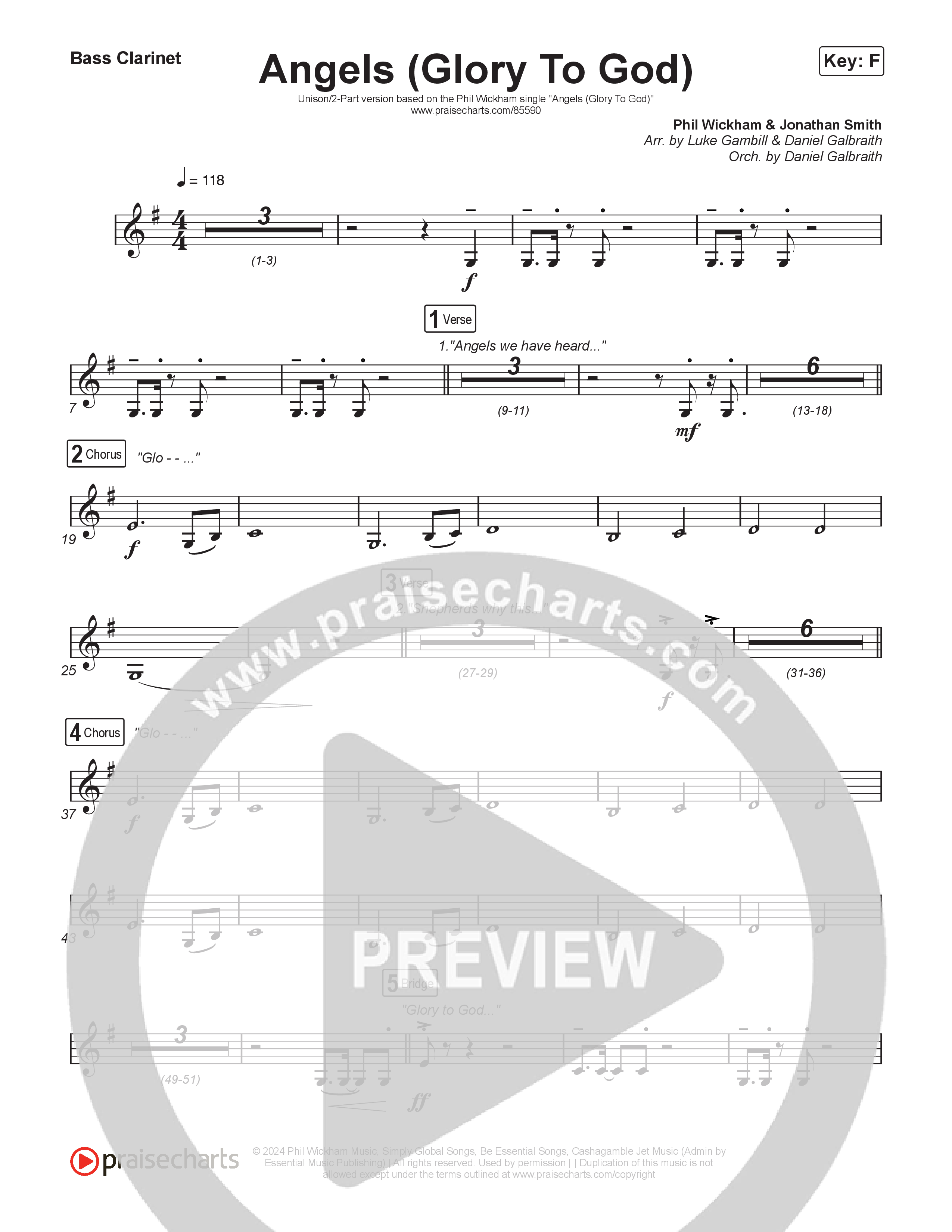 Angels (Glory To God) (Unison/2-Part) Bass Clarinet (Phil Wickham / Arr. Luke Gambill)