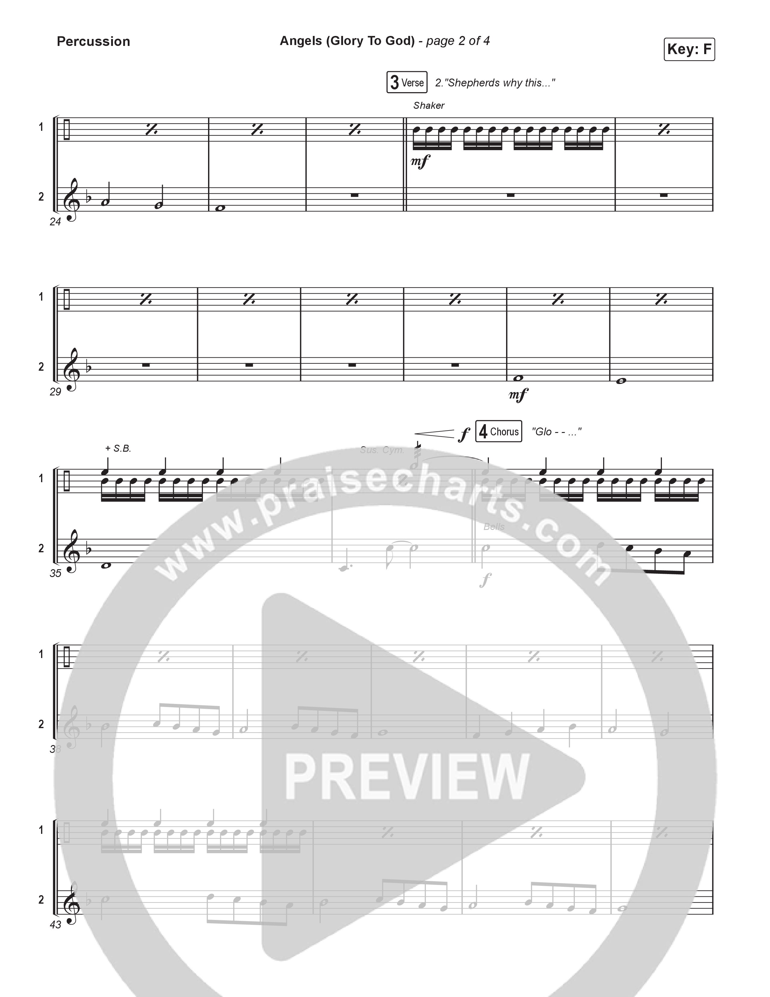 Angels (Glory To God) (Unison/2-Part) Percussion (Phil Wickham / Arr. Luke Gambill)