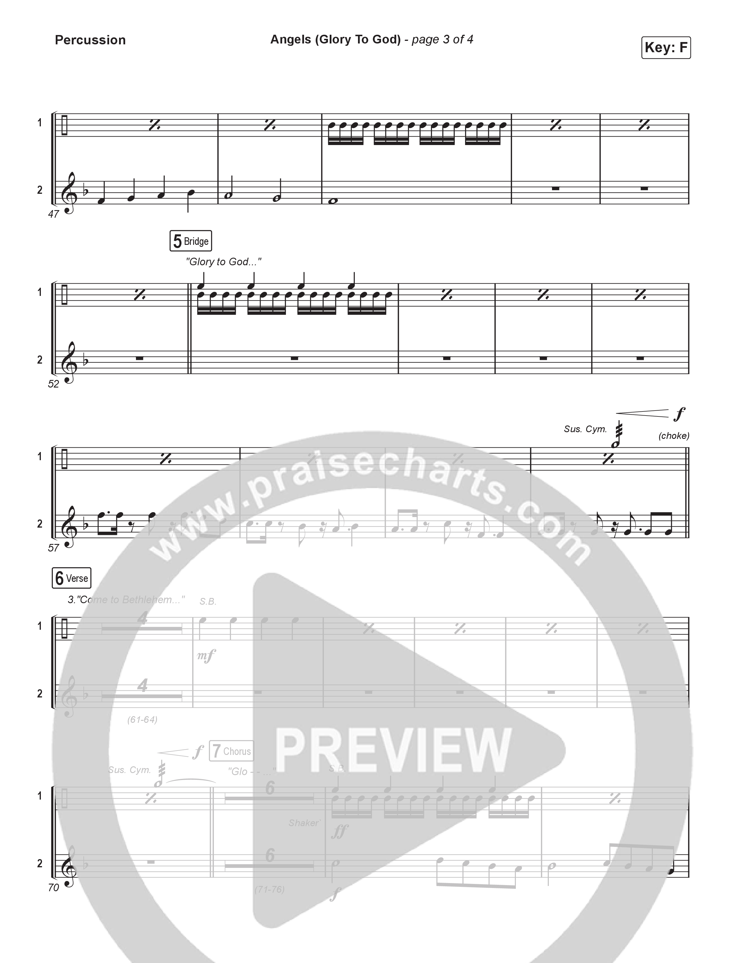 Angels (Glory To God) (Unison/2-Part) Percussion (Phil Wickham / Arr. Luke Gambill)