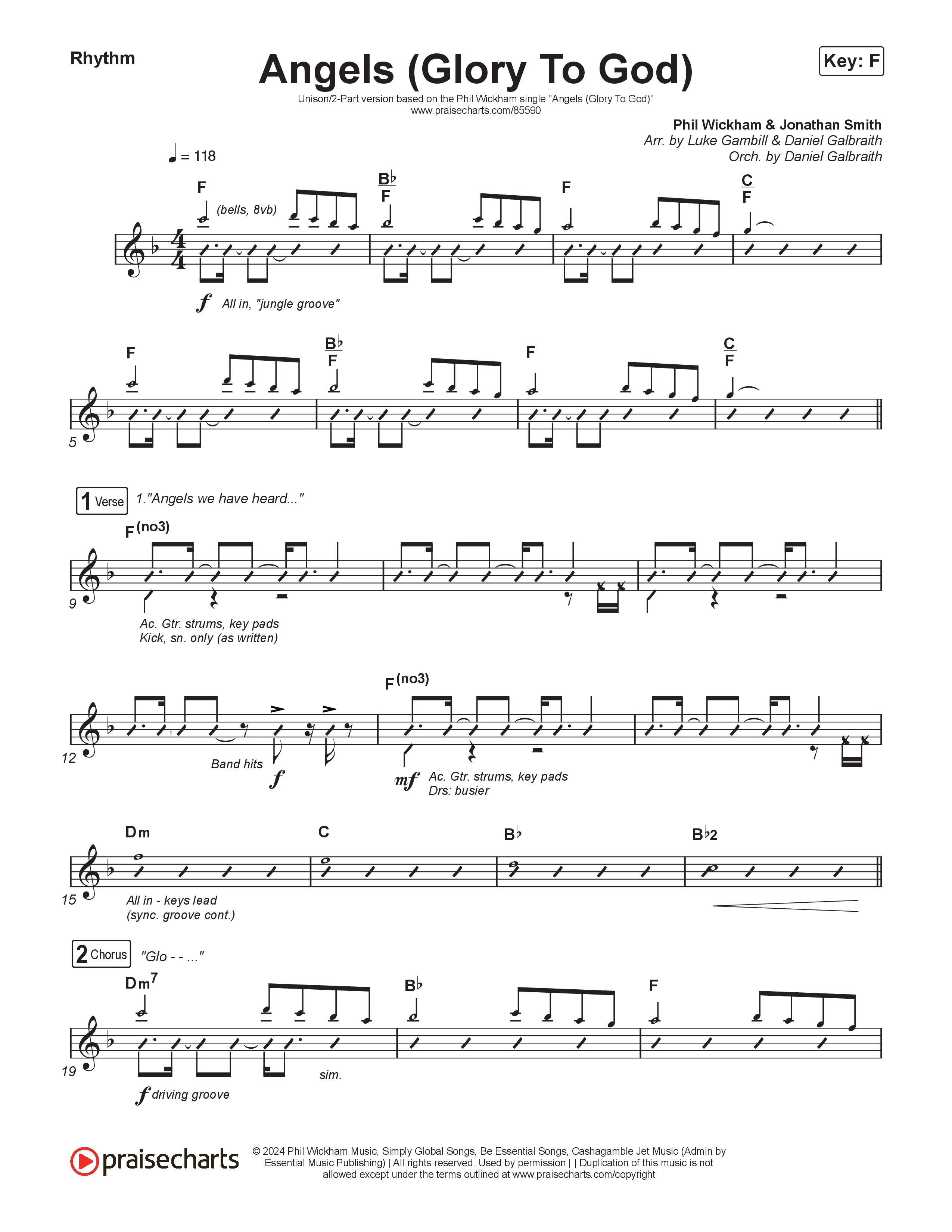 Angels (Glory To God) (Unison/2-Part) Rhythm Pack (Phil Wickham / Arr. Luke Gambill)
