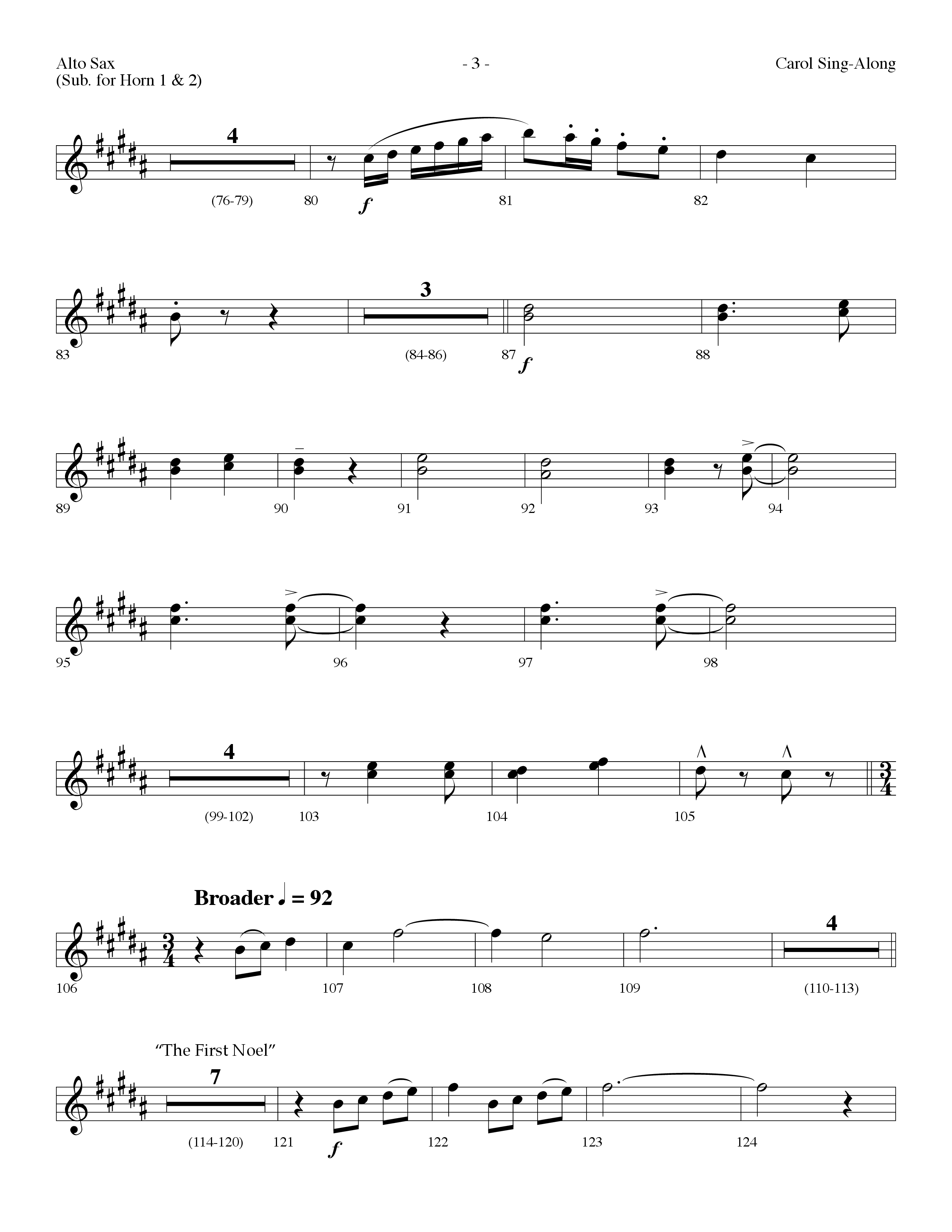 Carol Sing-Along (Choral Anthem SATB) Alto Sax (Lifeway Choral / Arr. Dennis Allen)