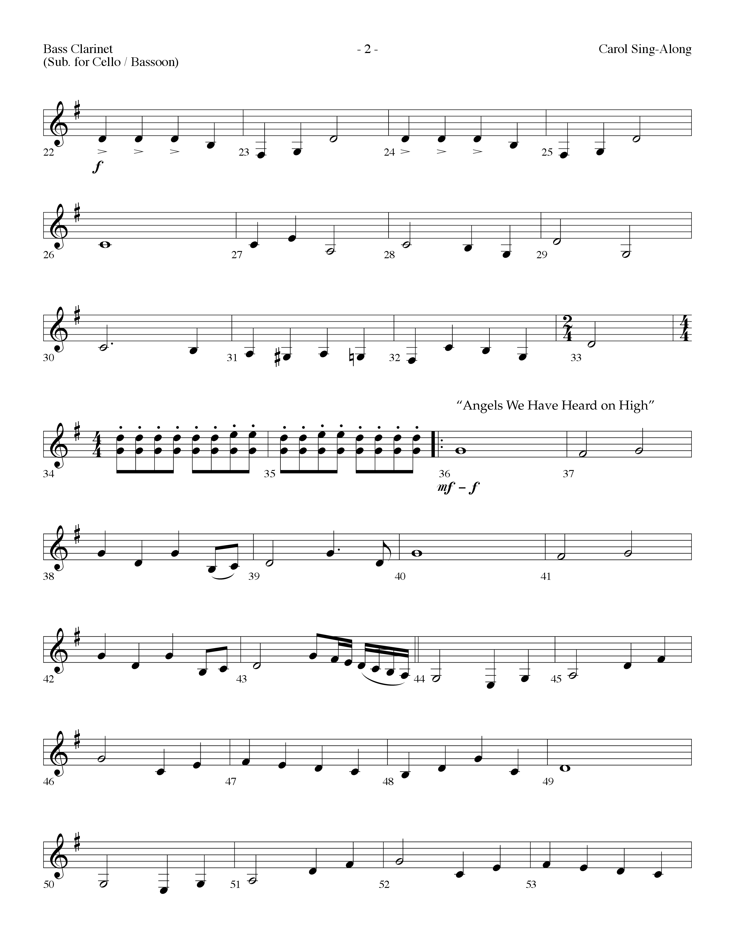 Carol Sing-Along (Choral Anthem SATB) Bass Clarinet (Lifeway Choral / Arr. Dennis Allen)