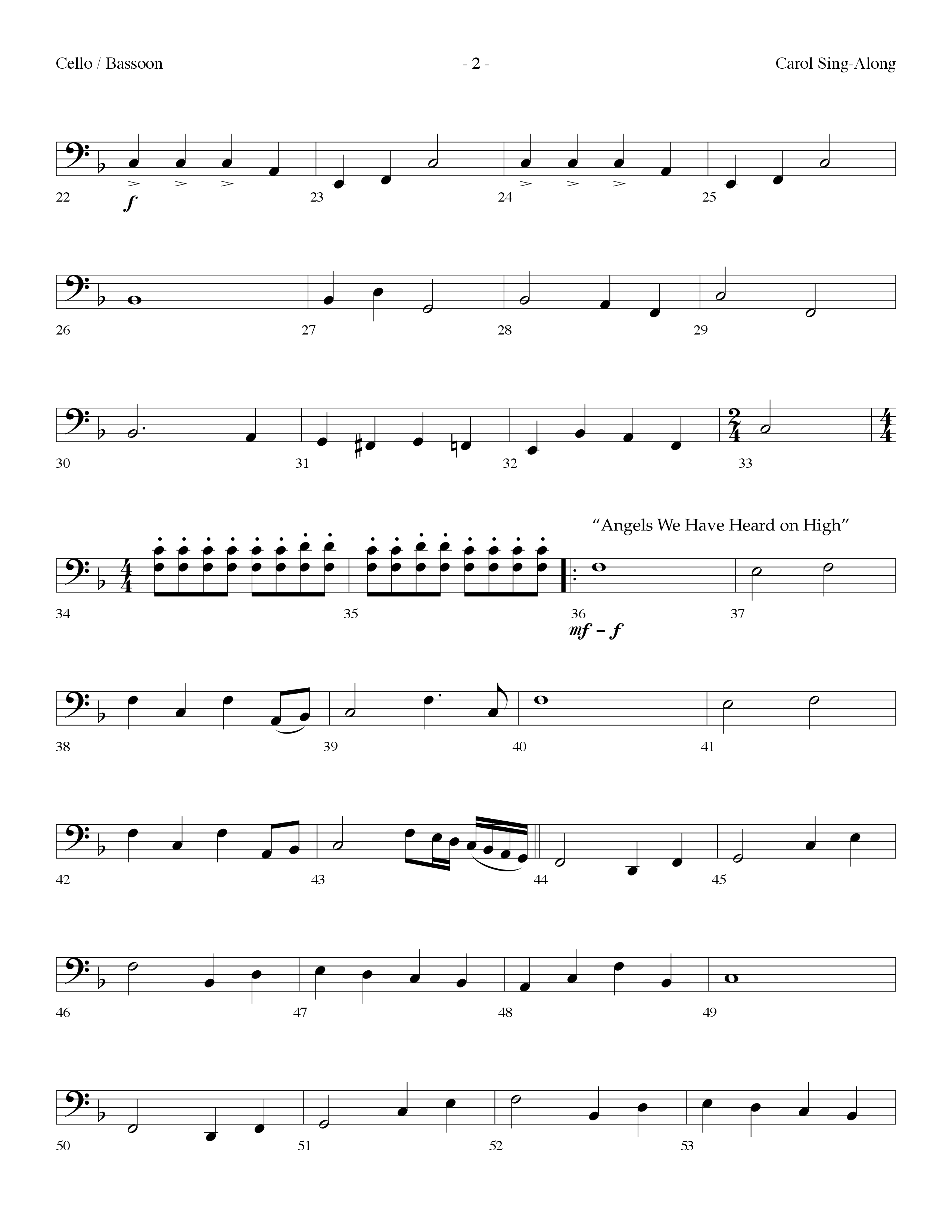 Carol Sing-Along (Choral Anthem SATB) Cello (Lifeway Choral / Arr. Dennis Allen)