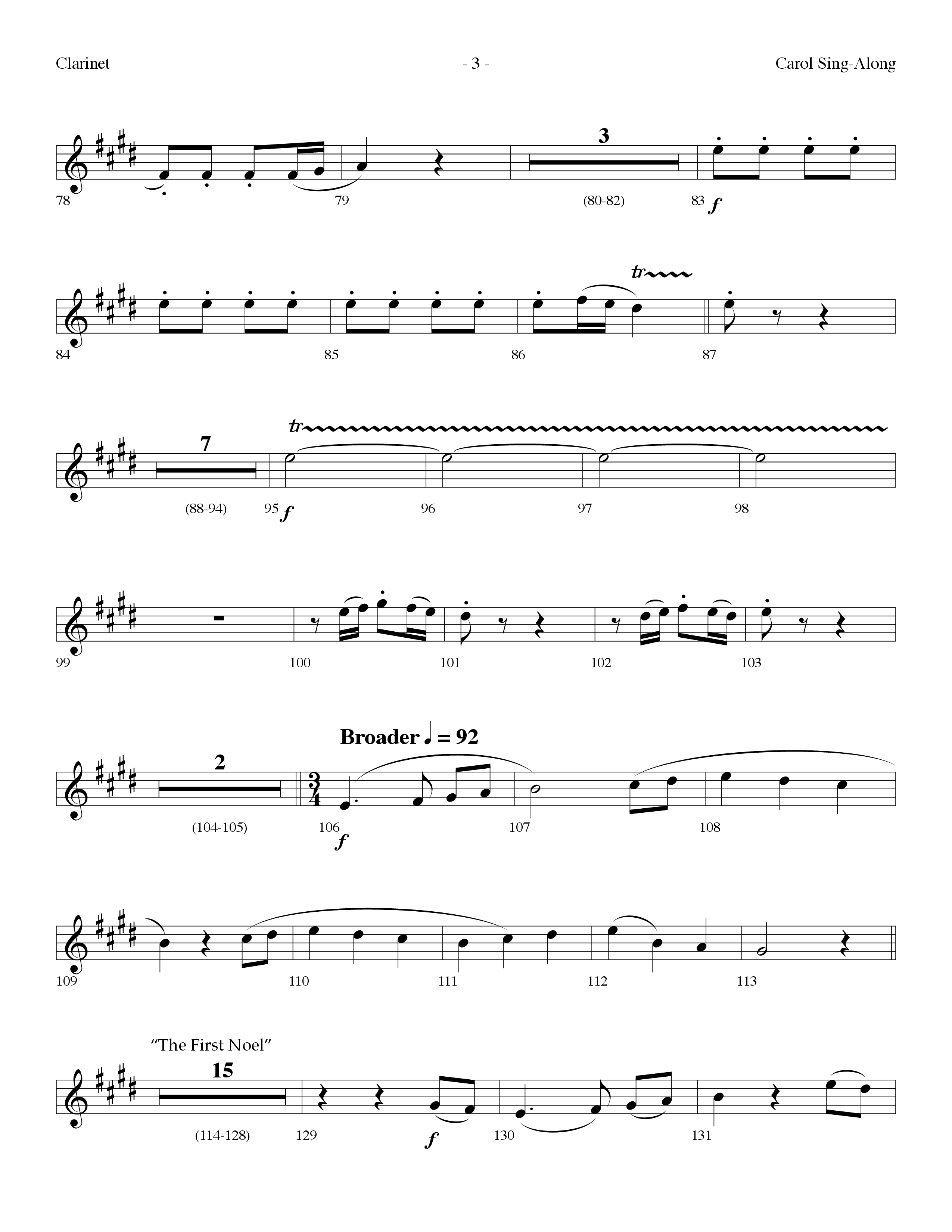 Carol Sing-Along (Choral Anthem SATB) Clarinet (Lifeway Choral / Arr. Dennis Allen)