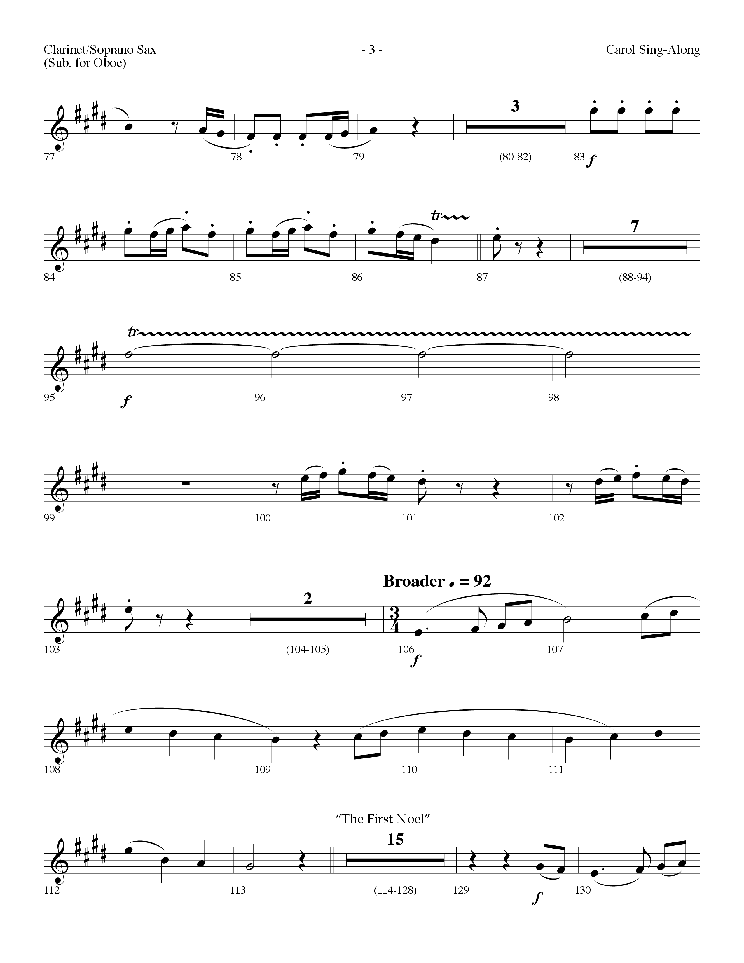 Carol Sing-Along (Choral Anthem SATB) Clarinet/Soprano Sax (Lifeway Choral / Arr. Dennis Allen)