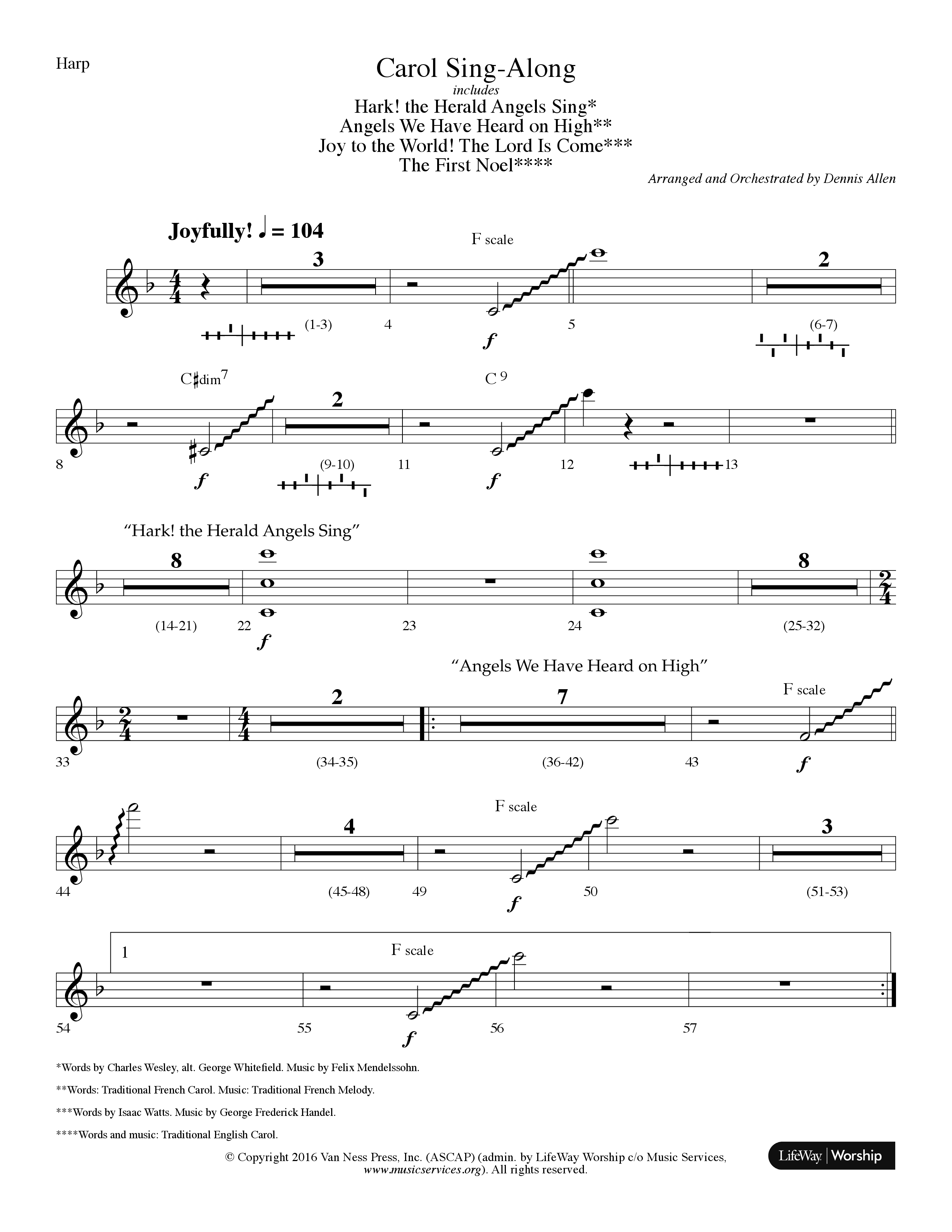 Carol Sing-Along (Choral Anthem SATB) Harp (Lifeway Choral / Arr. Dennis Allen)