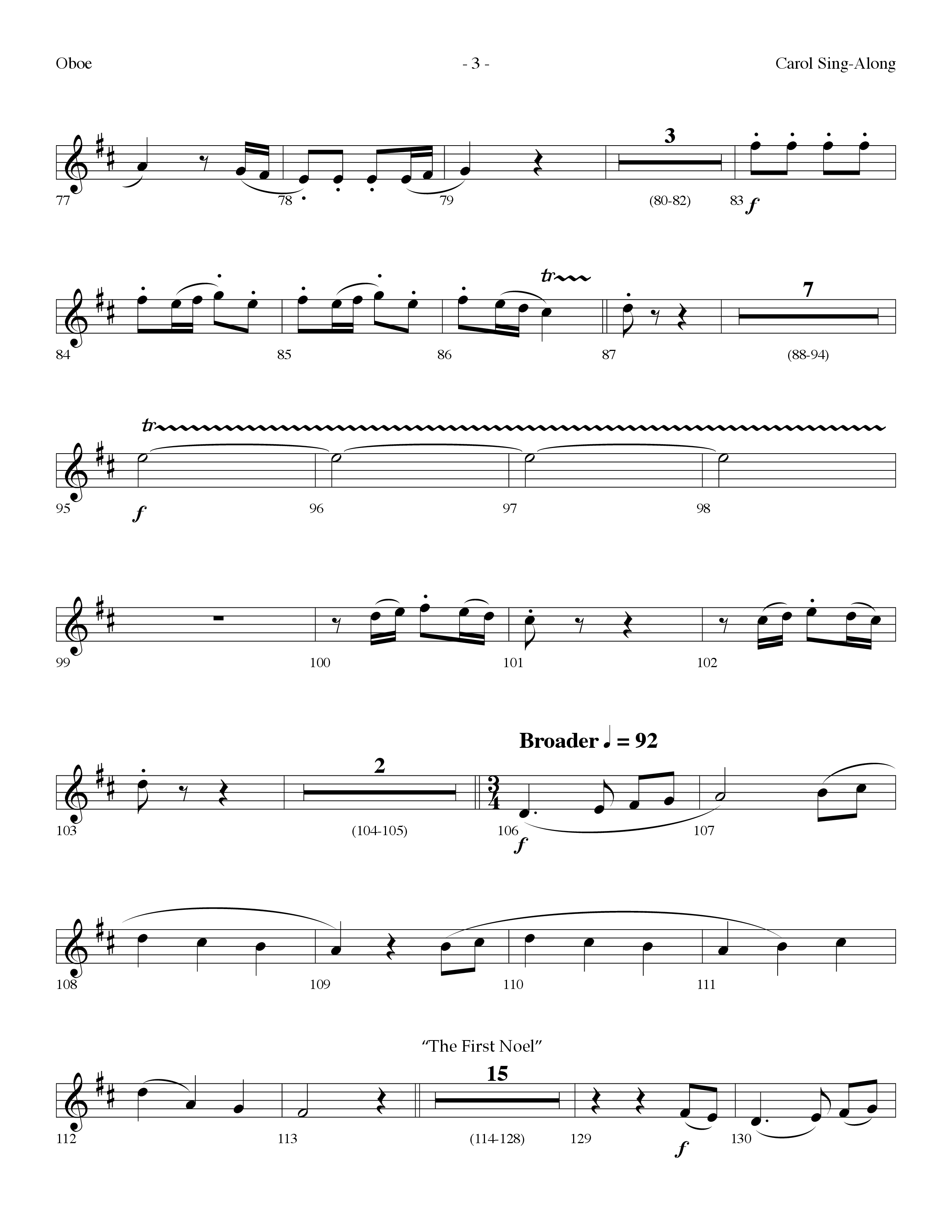 Carol Sing-Along (Choral Anthem SATB) Oboe (Lifeway Choral / Arr. Dennis Allen)