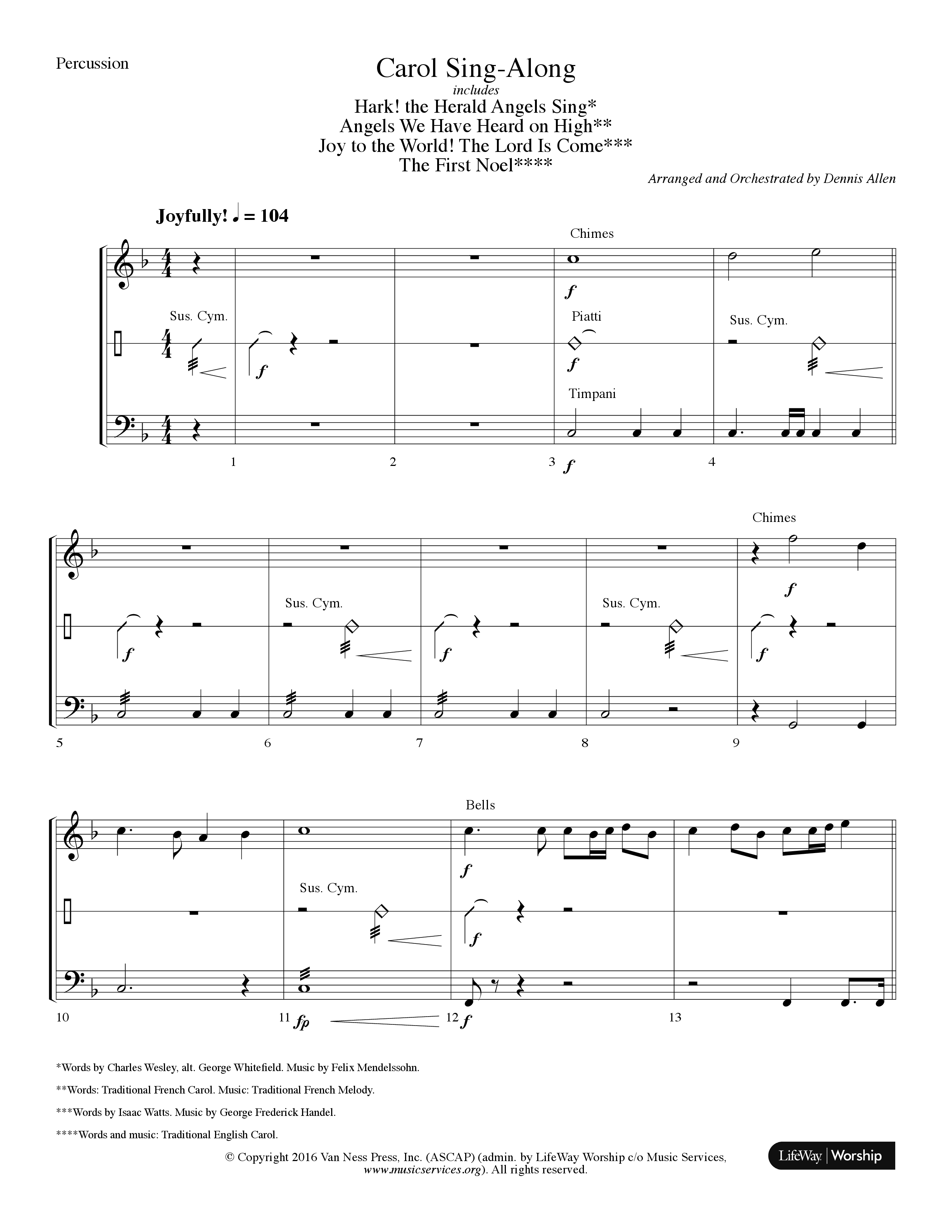 Carol Sing-Along (Choral Anthem SATB) Percussion (Lifeway Choral / Arr. Dennis Allen)