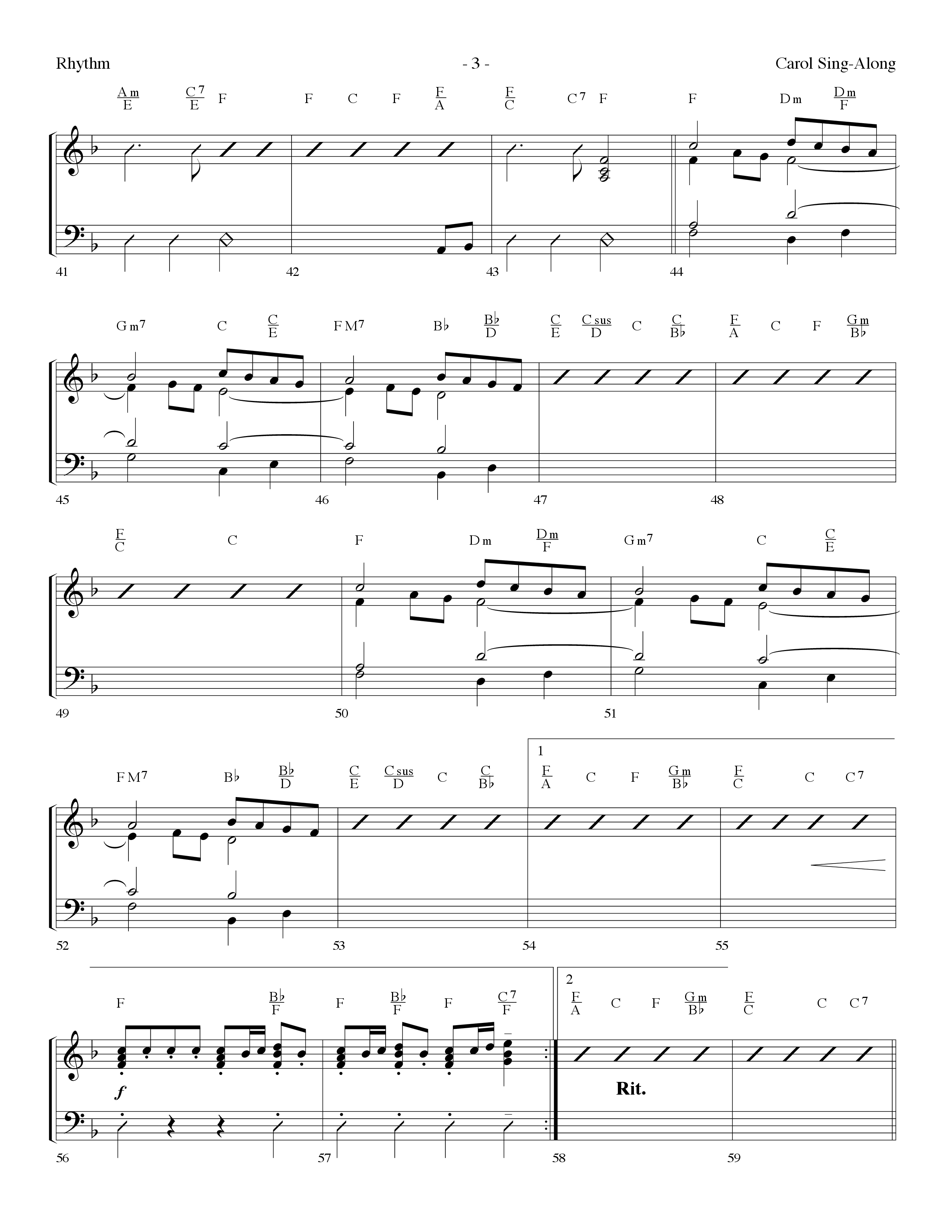Carol Sing-Along (Choral Anthem SATB) Rhythm Chart (Lifeway Choral / Arr. Dennis Allen)