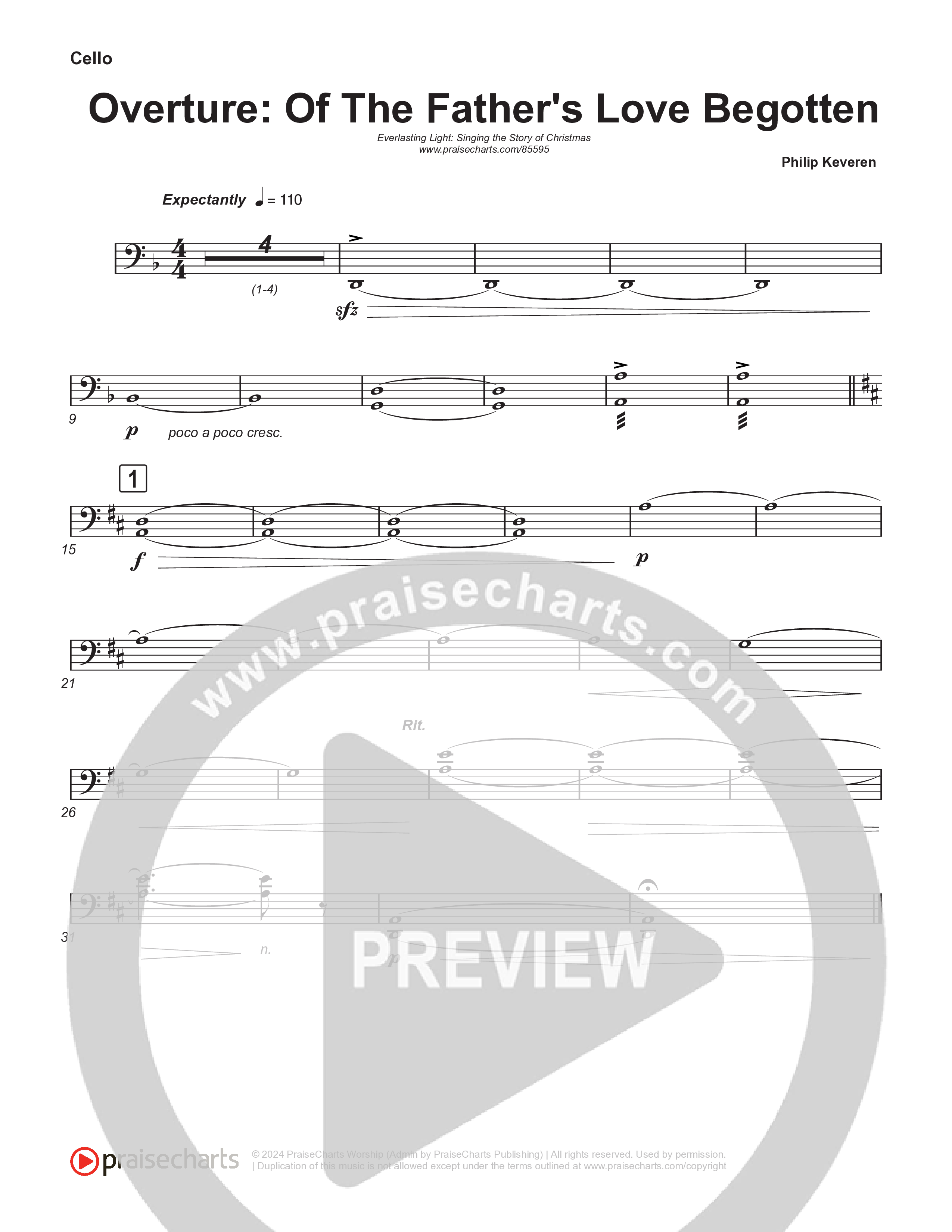 Overture: Of The Father's Love Begotten (Instrumental) Cello (Arr. Philip Keveren / Museum Of The Bible)