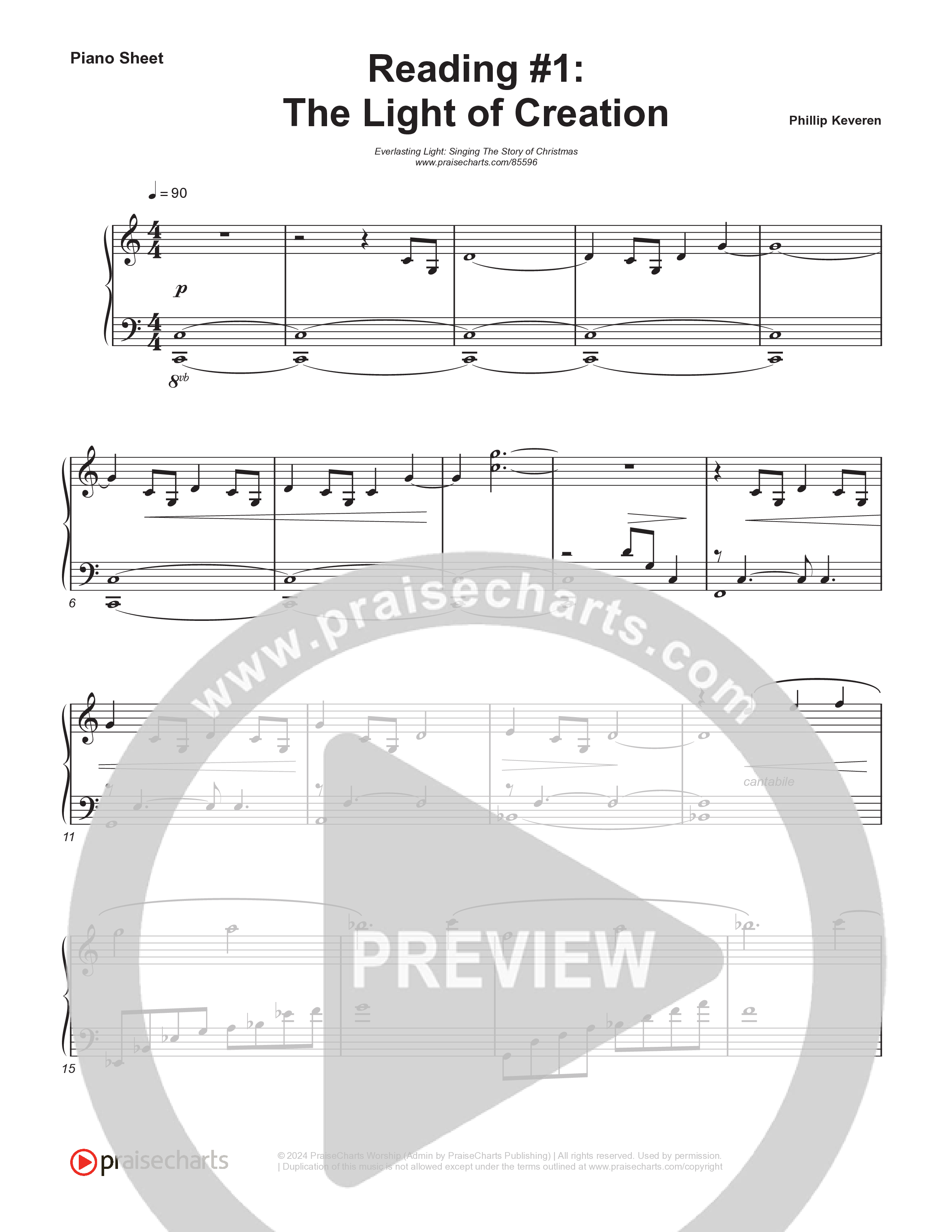 Reading #1: The Light Of Creation (Instrumental) Piano Sheet (Museum Of The Bible / Arr. Philip Keveren)