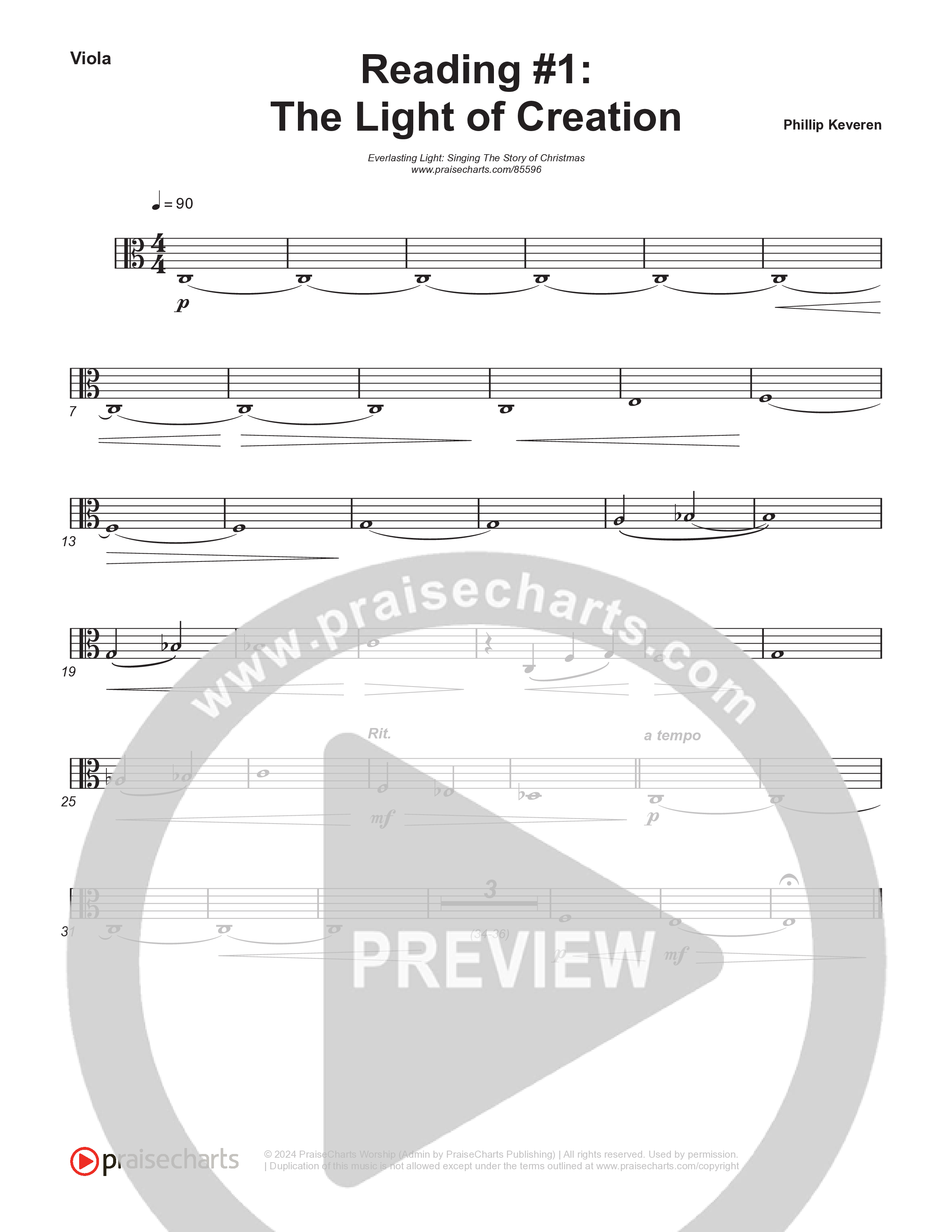 Reading #1: The Light Of Creation (Instrumental) Viola (Museum Of The Bible / Arr. Philip Keveren)