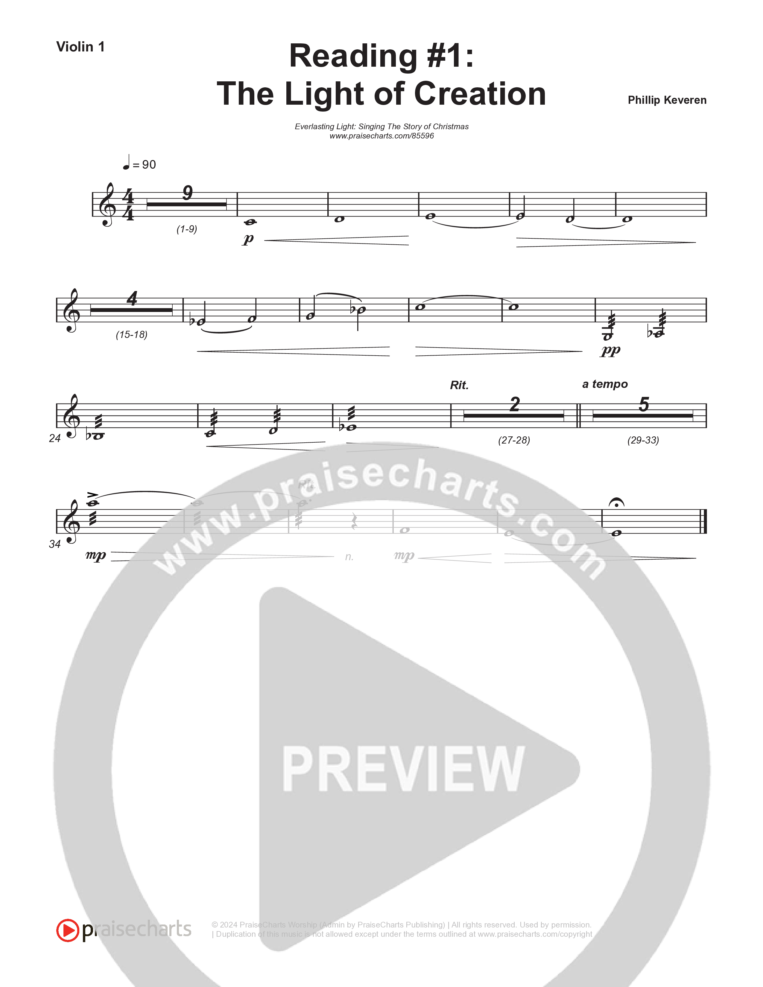 Reading #1: The Light Of Creation (Instrumental) String Pack (Museum Of The Bible / Arr. Philip Keveren)