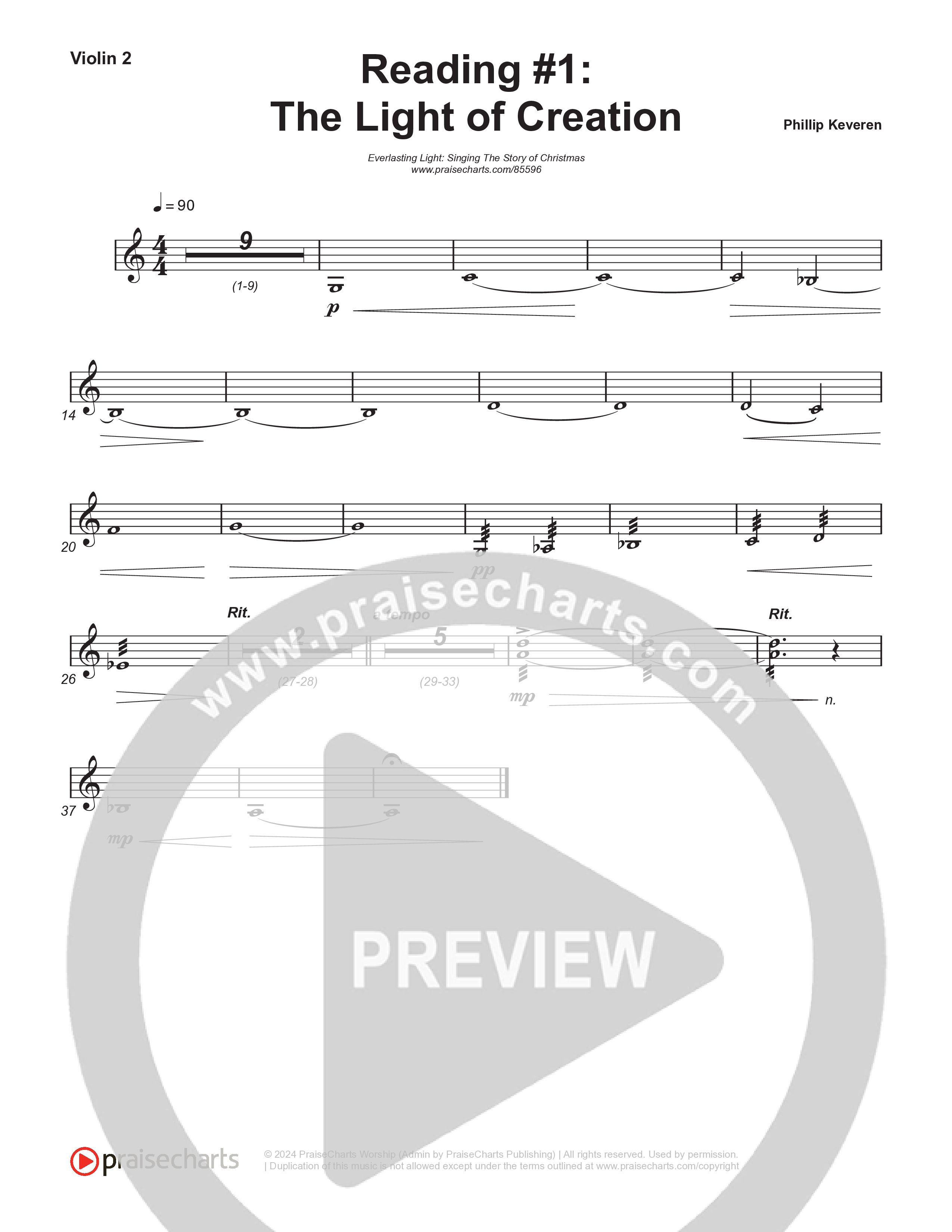 Reading #1: The Light Of Creation (Instrumental) String Pack (Museum Of The Bible / Arr. Philip Keveren)