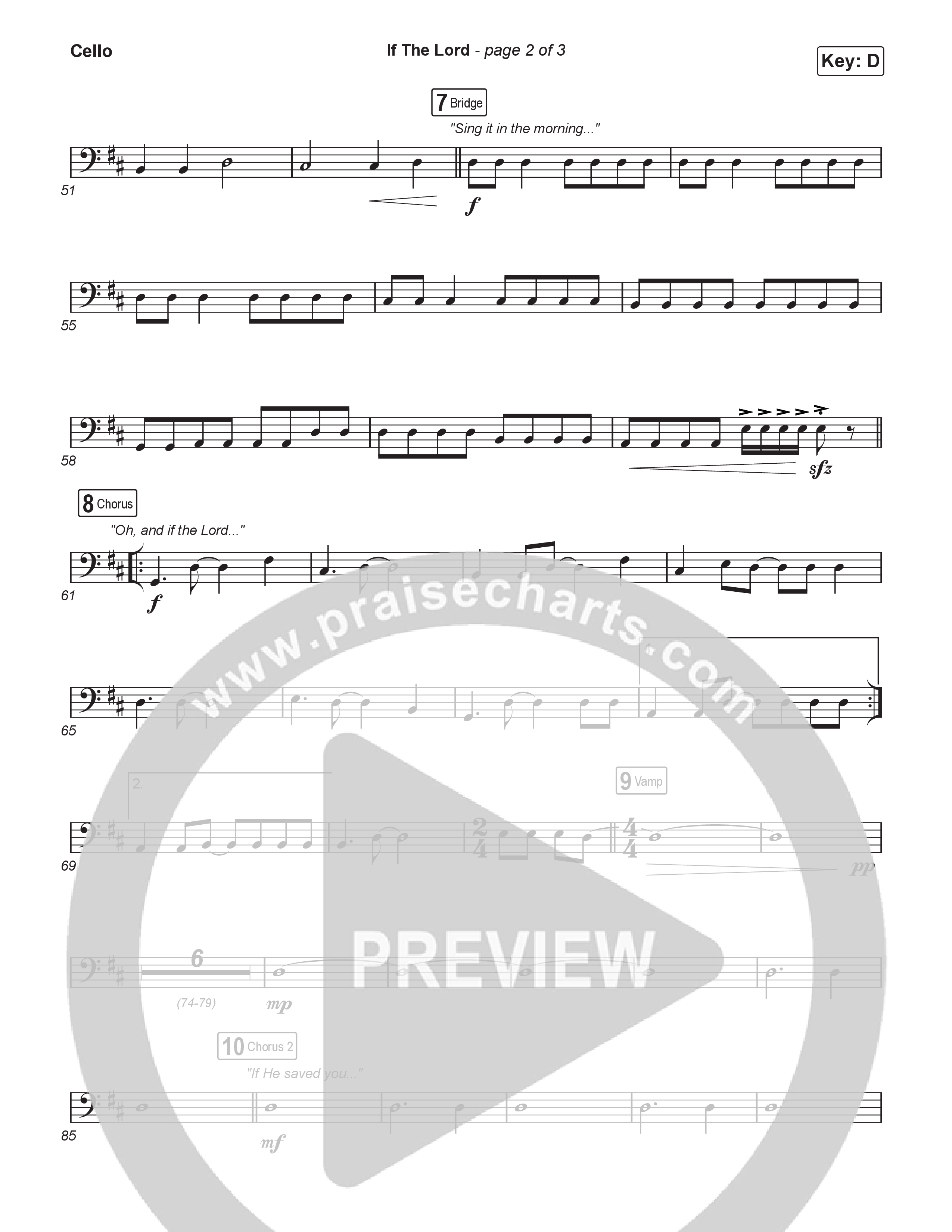 If The Lord (Choral Anthem SATB) Cello (Bethel Music / Zahriya Zachary / Arr. Luke Gambill)