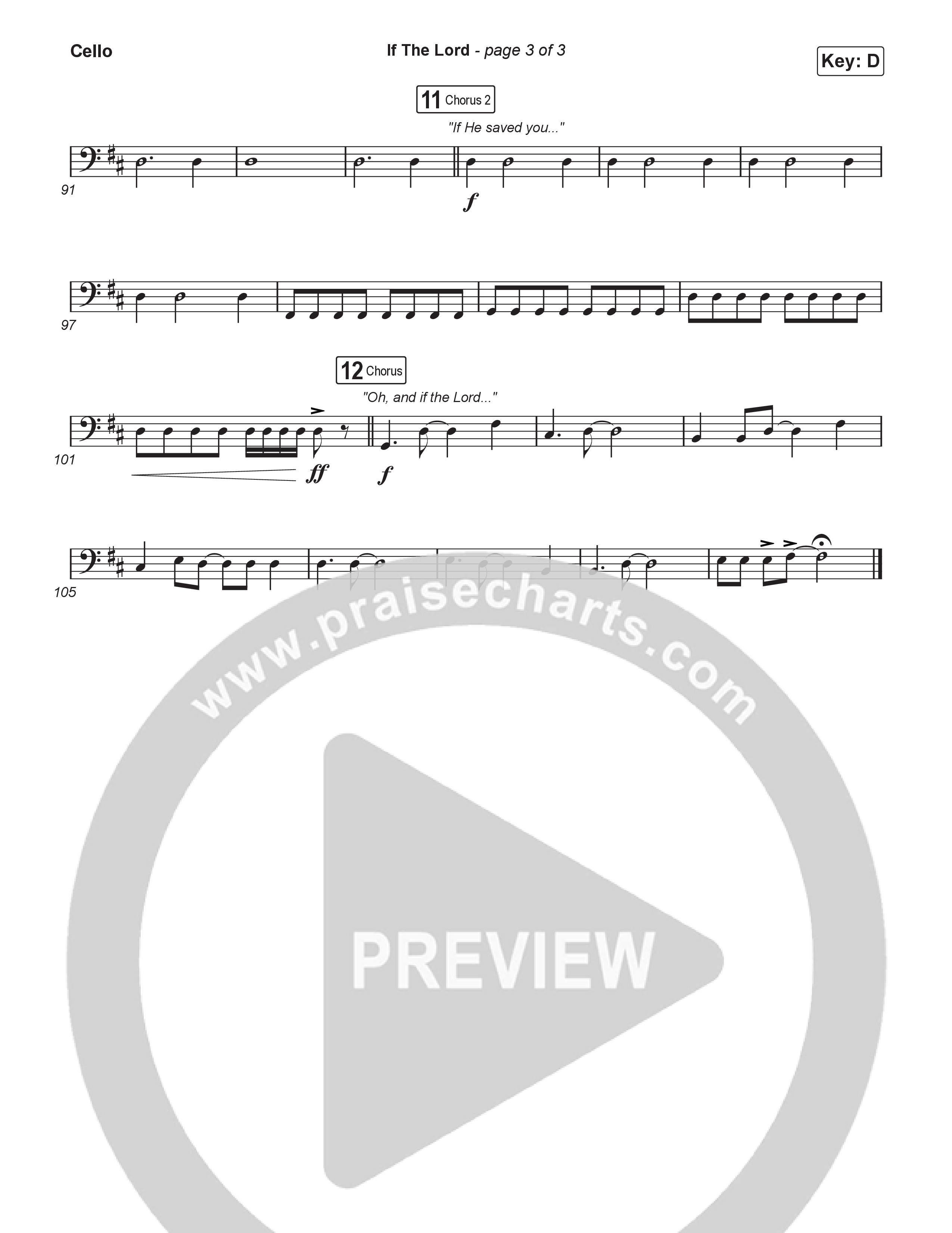 If The Lord (Choral Anthem SATB) Cello (Bethel Music / Zahriya Zachary / Arr. Luke Gambill)