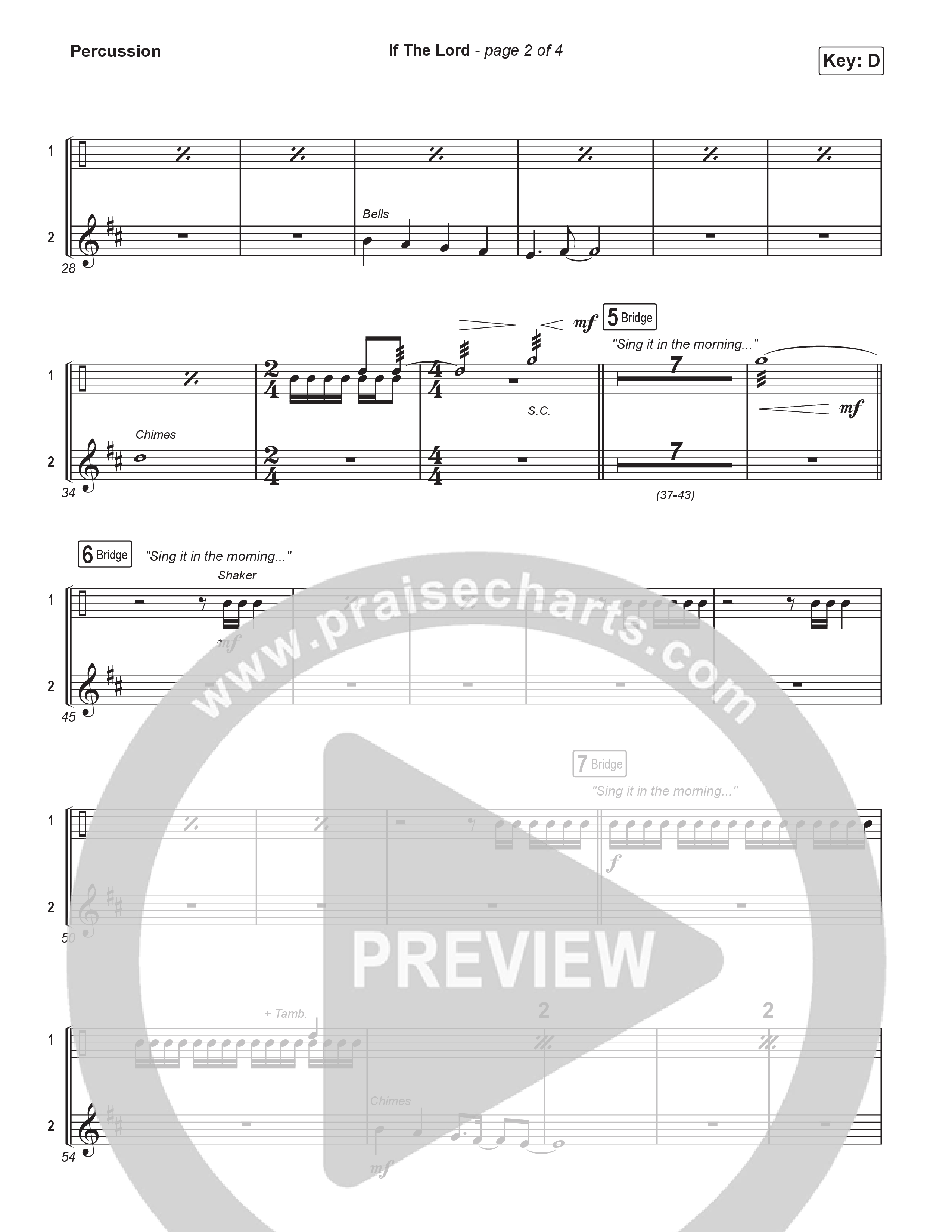 If The Lord (Choral Anthem SATB) Percussion (Bethel Music / Zahriya Zachary / Arr. Luke Gambill)