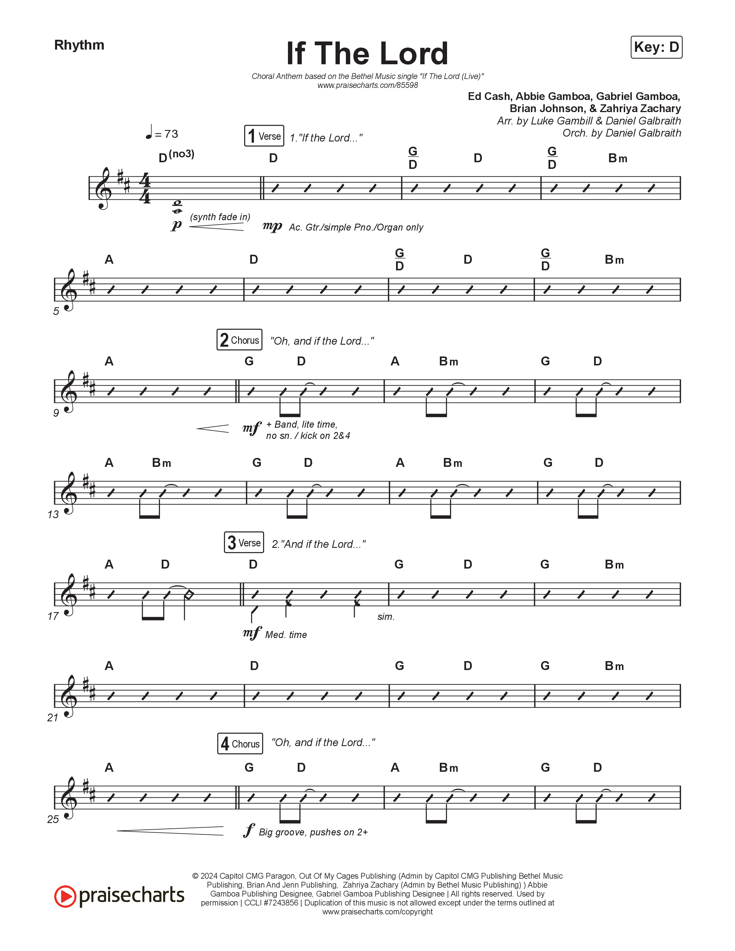 If The Lord (Choral Anthem SATB) Rhythm Pack (Bethel Music / Zahriya Zachary / Arr. Luke Gambill)