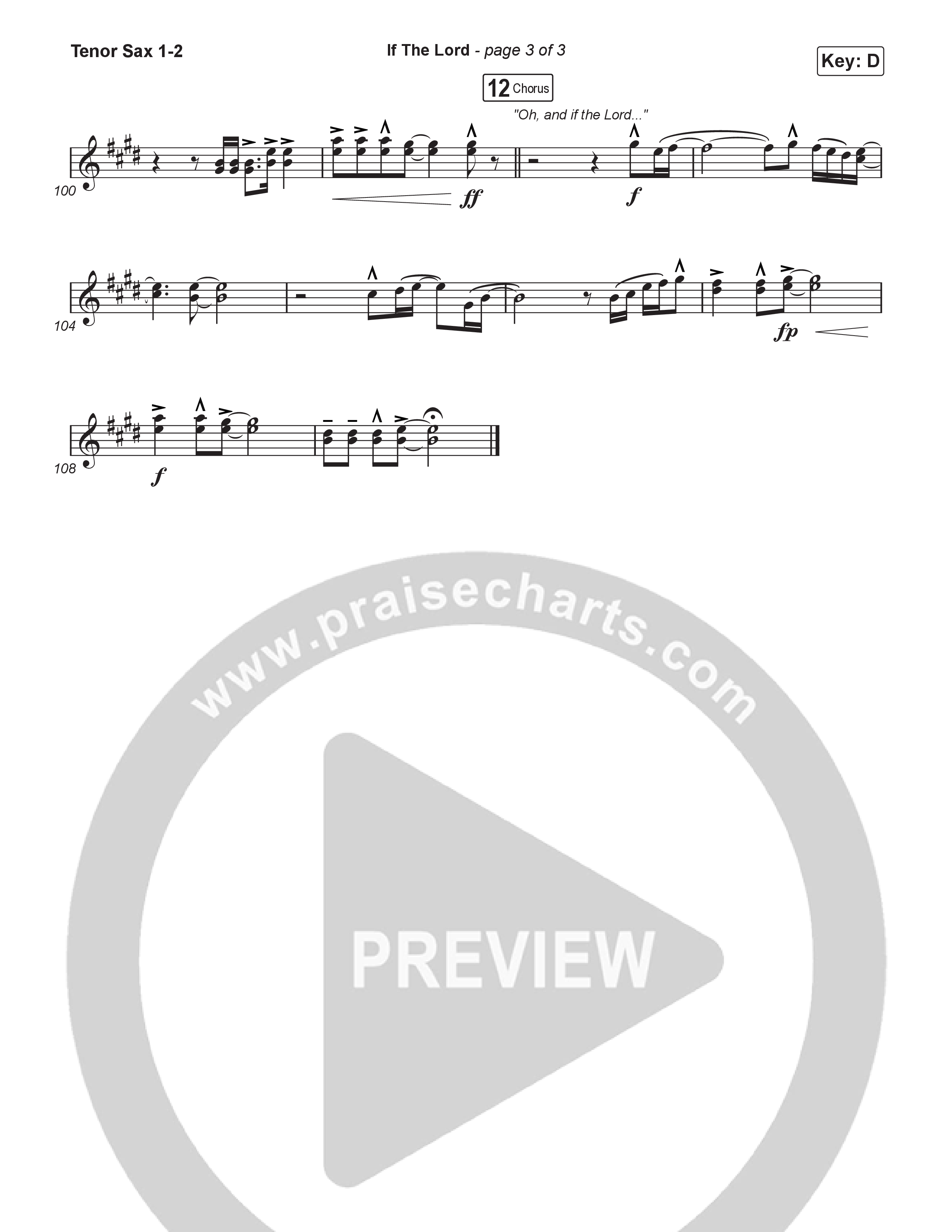 If The Lord (Choral Anthem SATB) Tenor Sax 1,2 (Bethel Music / Zahriya Zachary / Arr. Luke Gambill)