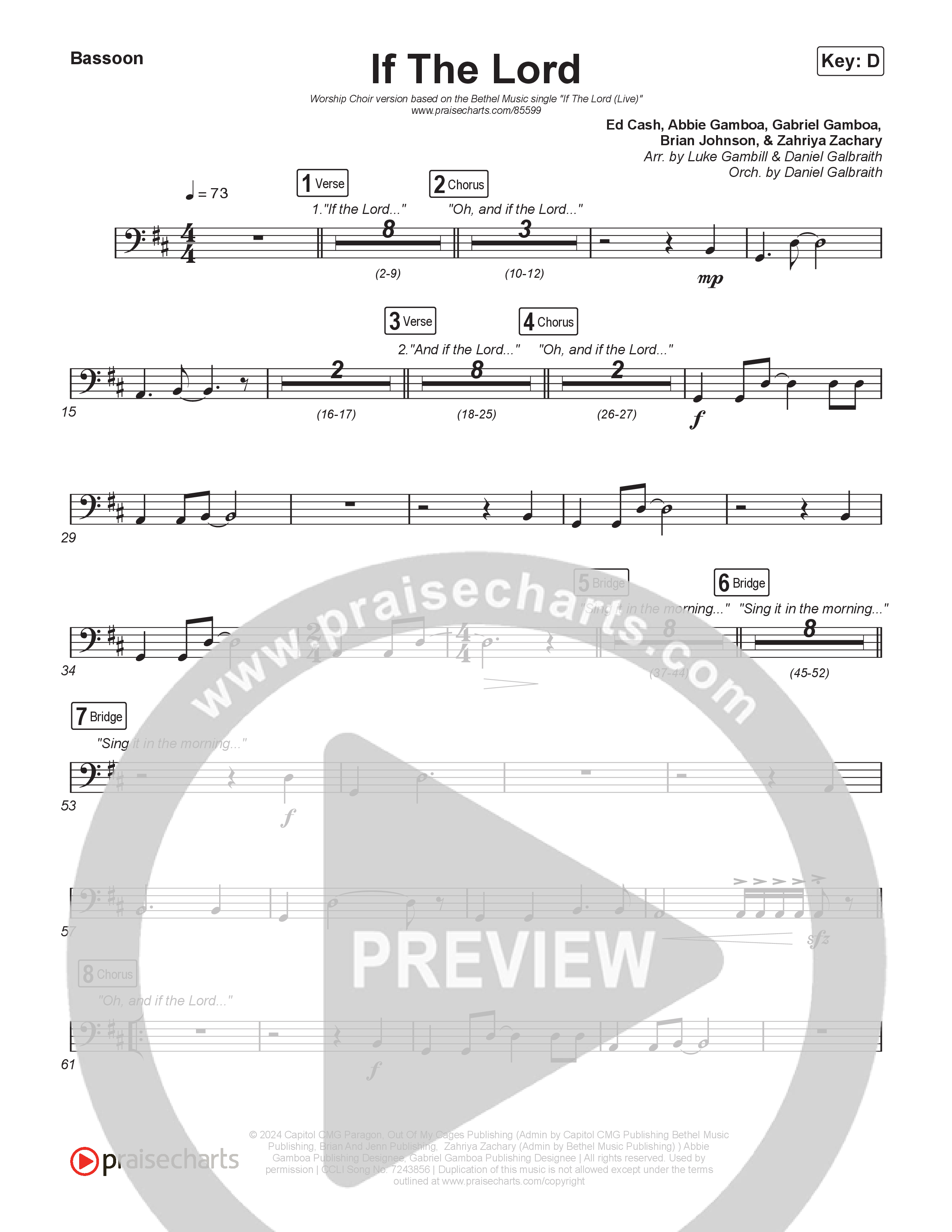 If The Lord (Worship Choir/SAB) Bassoon (Bethel Music / Zahriya Zachary / Arr. Luke Gambill)