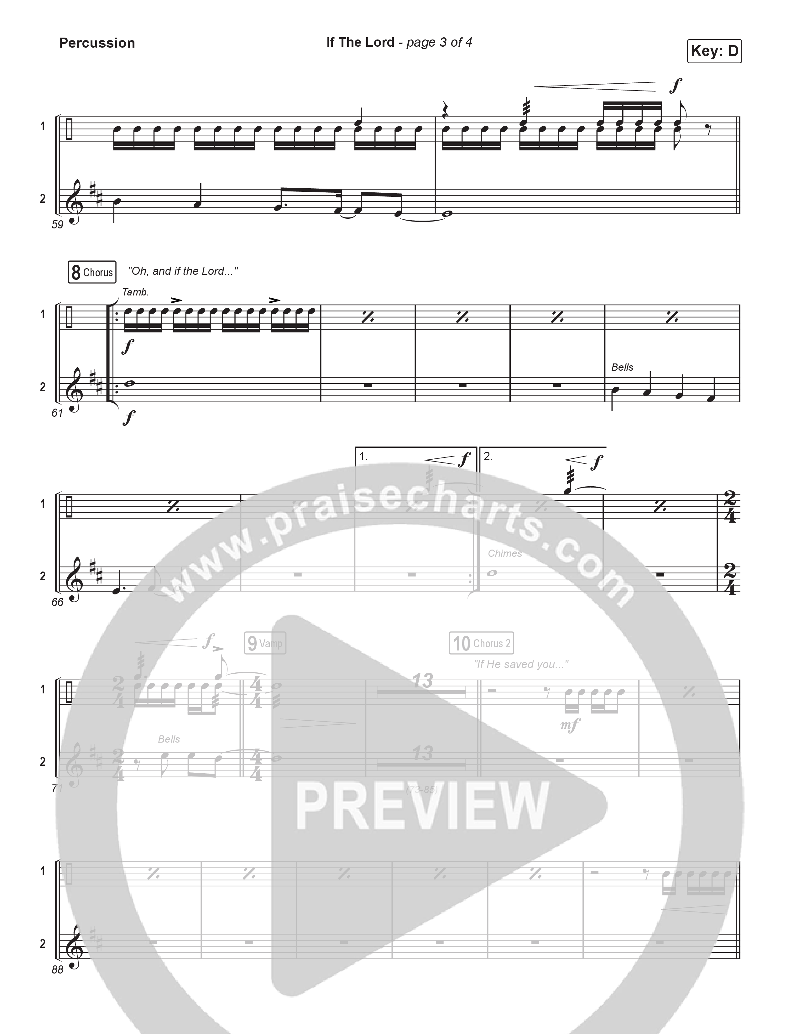 If The Lord (Worship Choir/SAB) Percussion (Bethel Music / Zahriya Zachary / Arr. Luke Gambill)