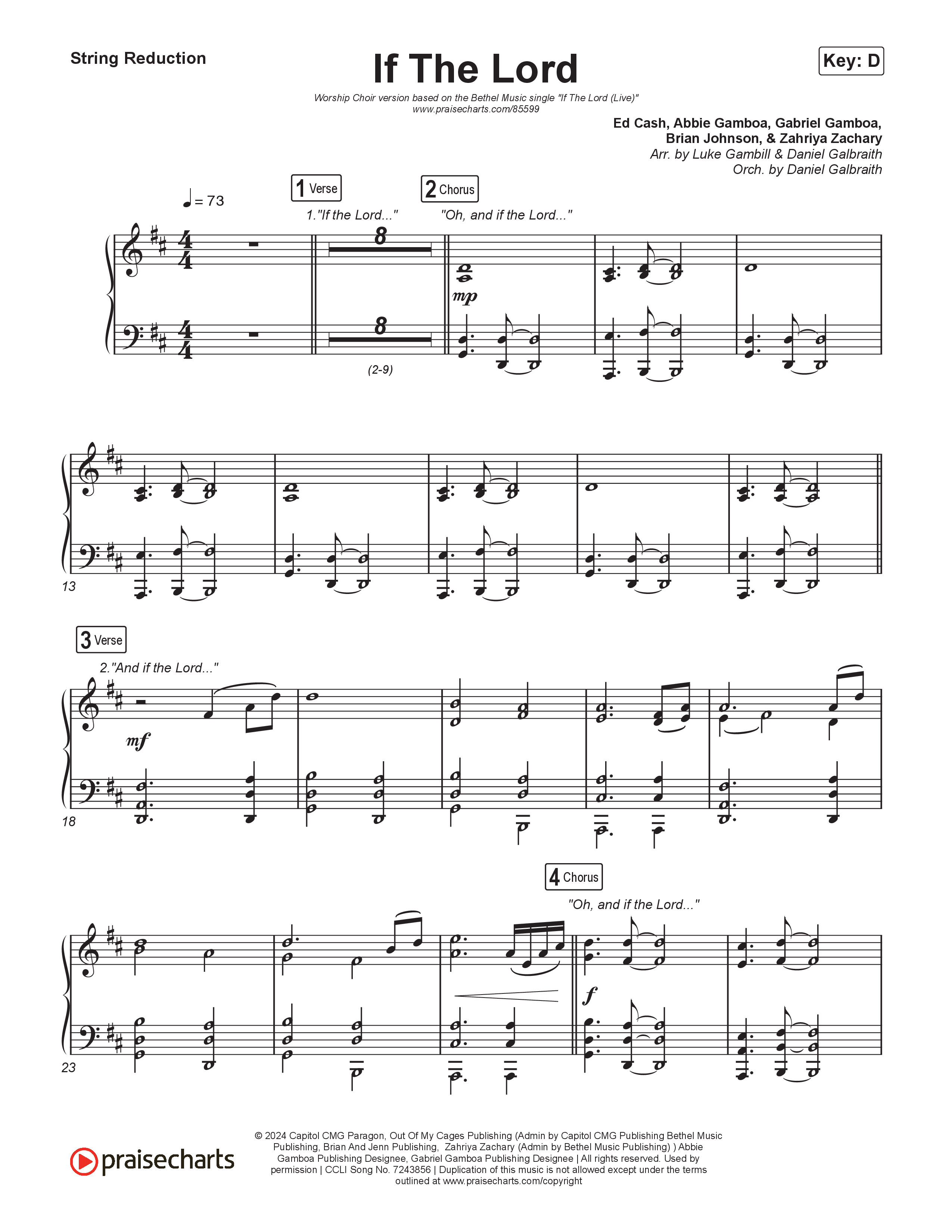 If The Lord (Worship Choir/SAB) String Reduction (Bethel Music / Zahriya Zachary / Arr. Luke Gambill)