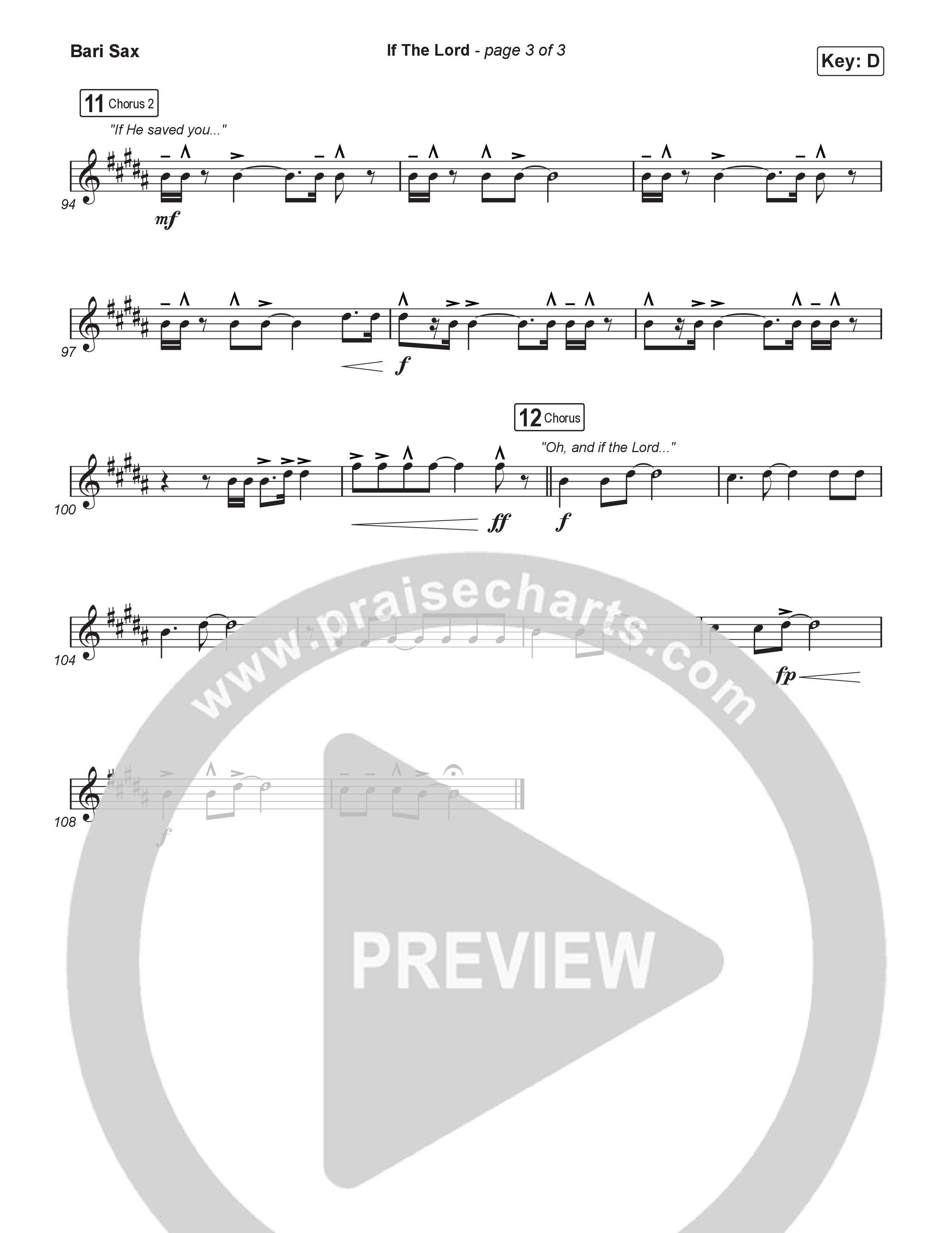 If The Lord (Sing It Now) Bari Sax (Bethel Music / Zahriya Zachary / Arr. Luke Gambill)