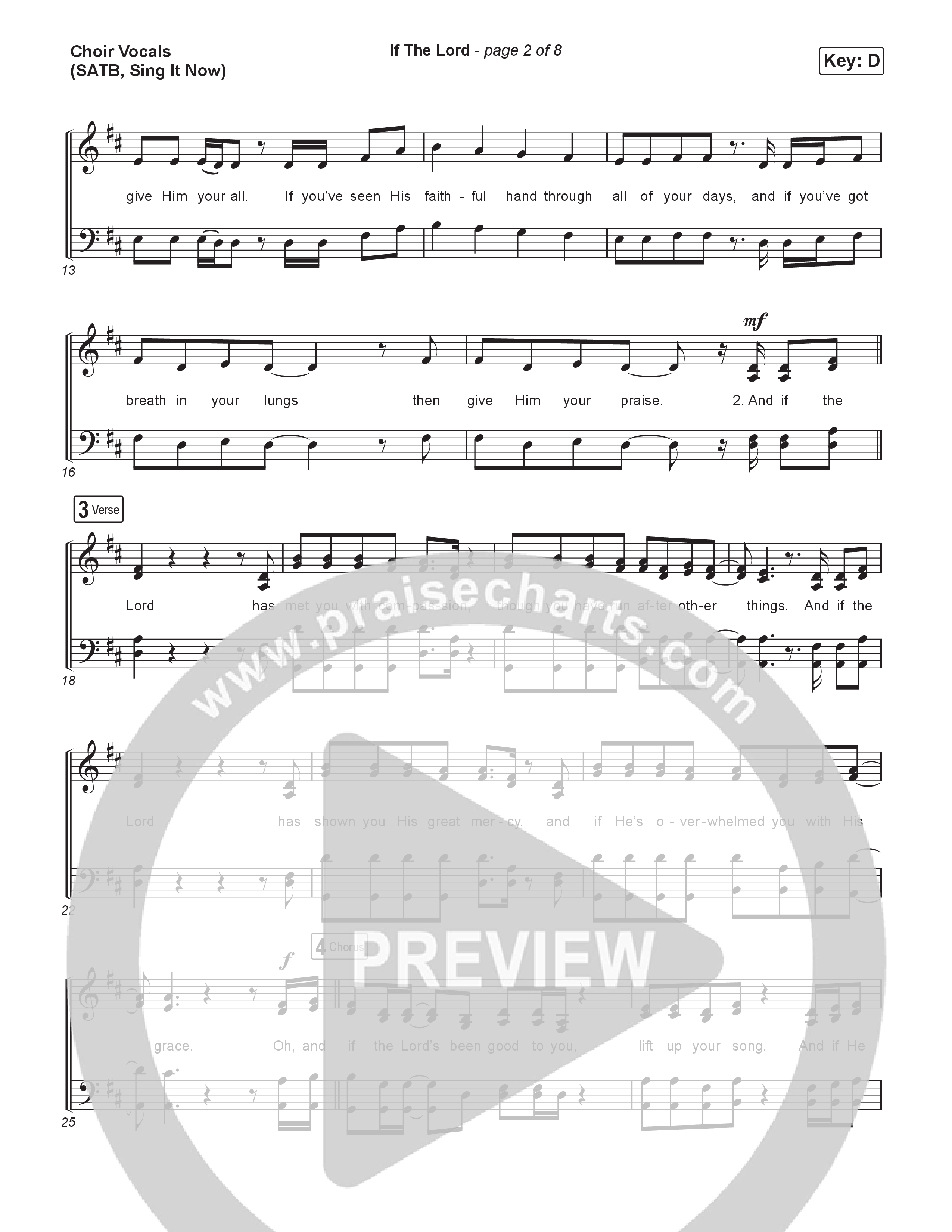 If The Lord (Sing It Now) Choir Sheet (SATB) (Bethel Music / Zahriya Zachary / Arr. Luke Gambill)