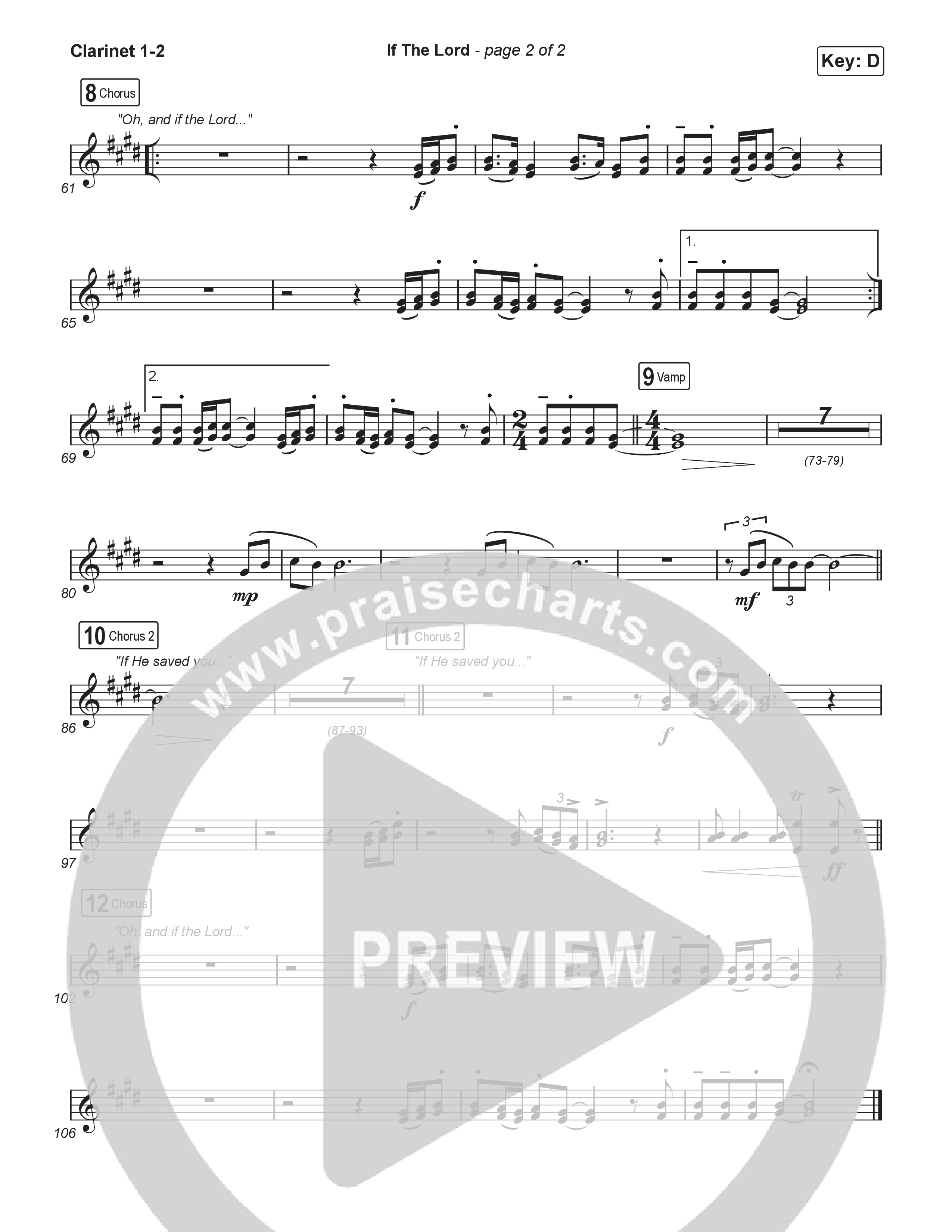 If The Lord (Sing It Now) Clarinet 1/2 (Bethel Music / Zahriya Zachary / Arr. Luke Gambill)