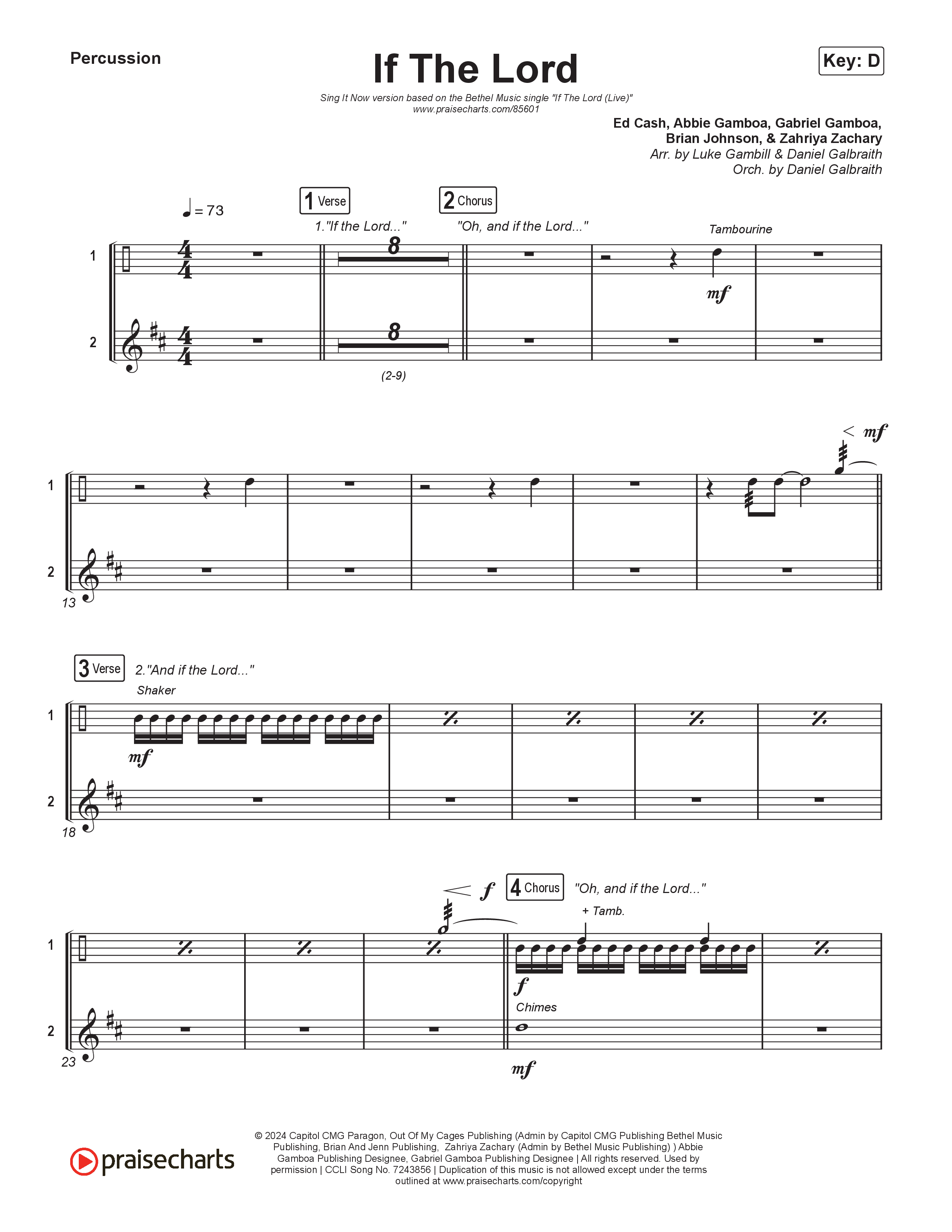 If The Lord (Sing It Now) Percussion (Bethel Music / Zahriya Zachary / Arr. Luke Gambill)