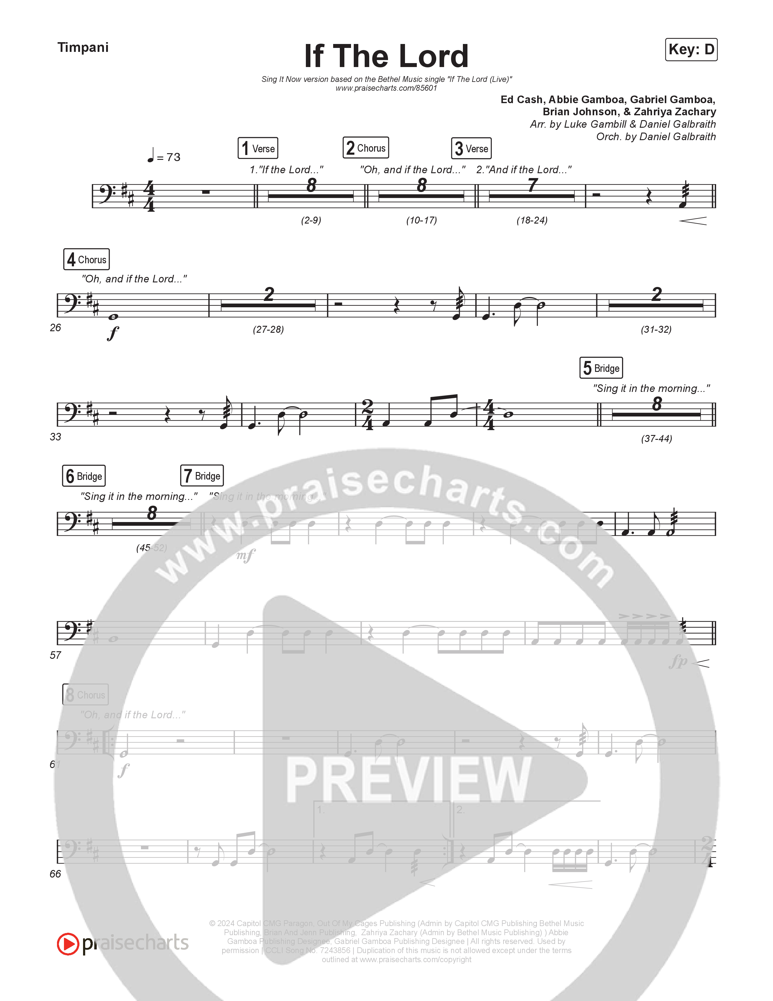 If The Lord (Sing It Now) Timpani (Bethel Music / Zahriya Zachary / Arr. Luke Gambill)